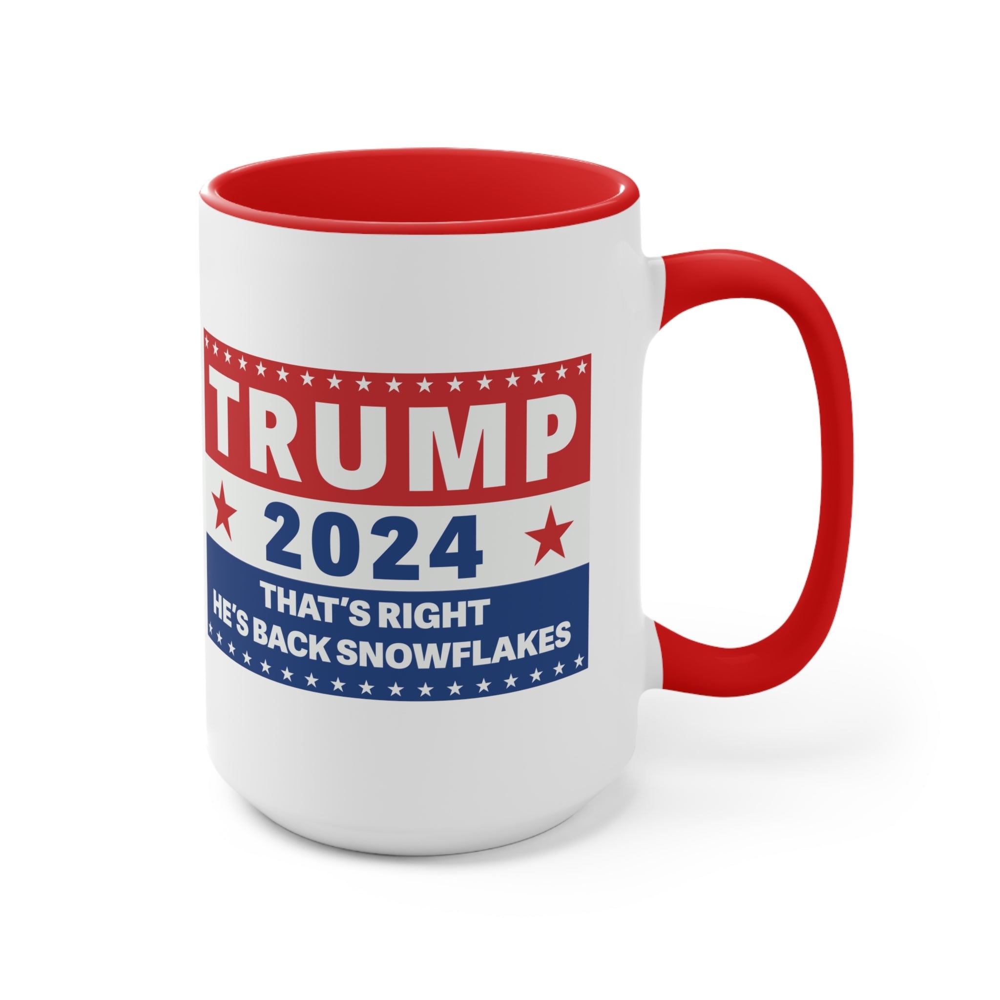 Trump 2024 That's Right, He's Back Snowflakes Mug (2 Sizes, 2 Colors) - PatriotDepot.com