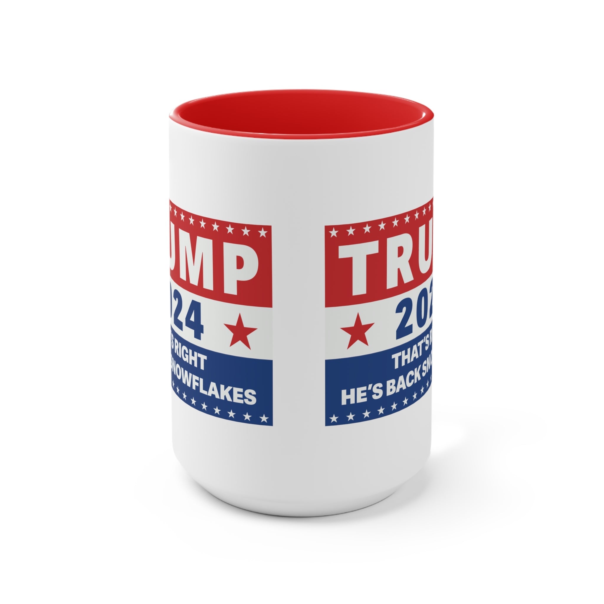 Trump 2024 That's Right, He's Back Snowflakes Mug (2 Sizes, 2 Colors) - PatriotDepot.com