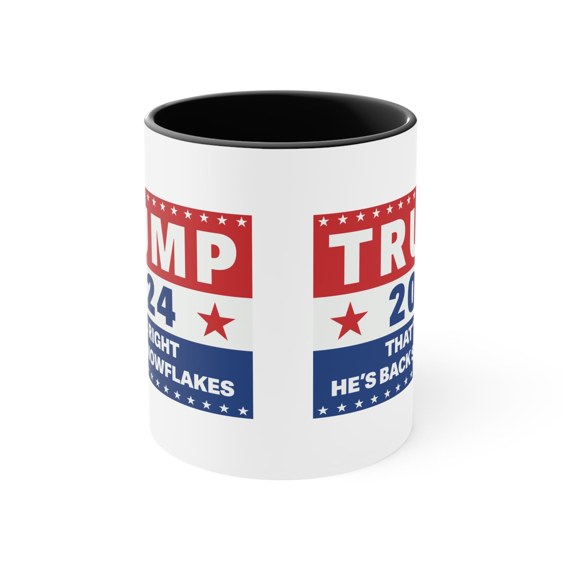 Trump 2024 That's Right, He's Back Snowflakes Mug (2 Sizes, 2 Colors) - PatriotDepot.com