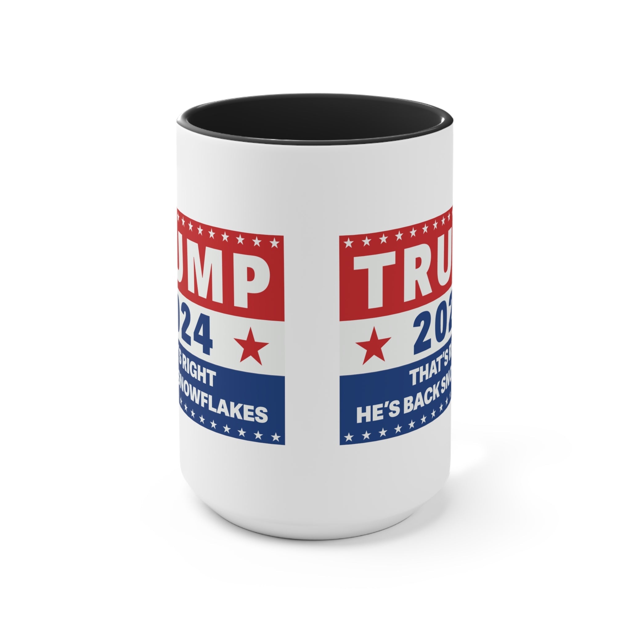 Trump 2024 That's Right, He's Back Snowflakes Mug (2 Sizes, 2 Colors) - PatriotDepot.com