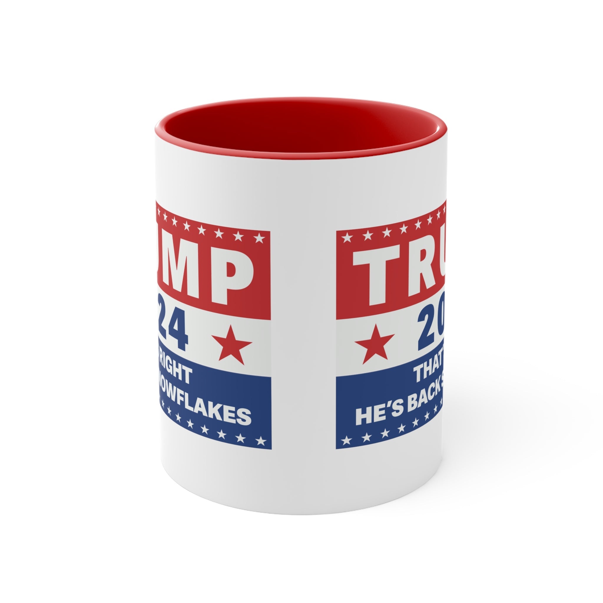 Trump 2024 That's Right, He's Back Snowflakes Mug (2 Sizes, 2 Colors) - PatriotDepot.com