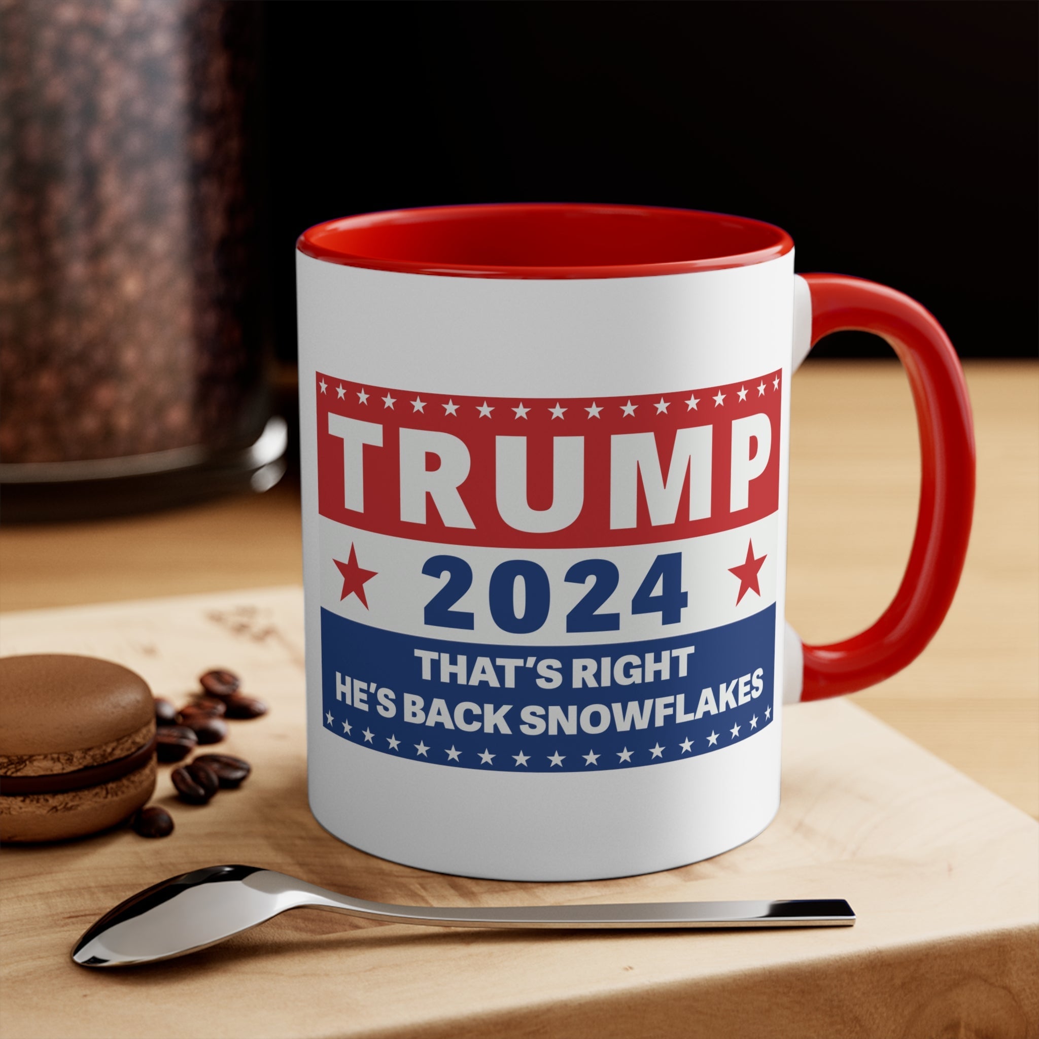 Trump 2024 That's Right, He's Back Snowflakes Mug (2 Sizes, 2 Colors) - PatriotDepot.com