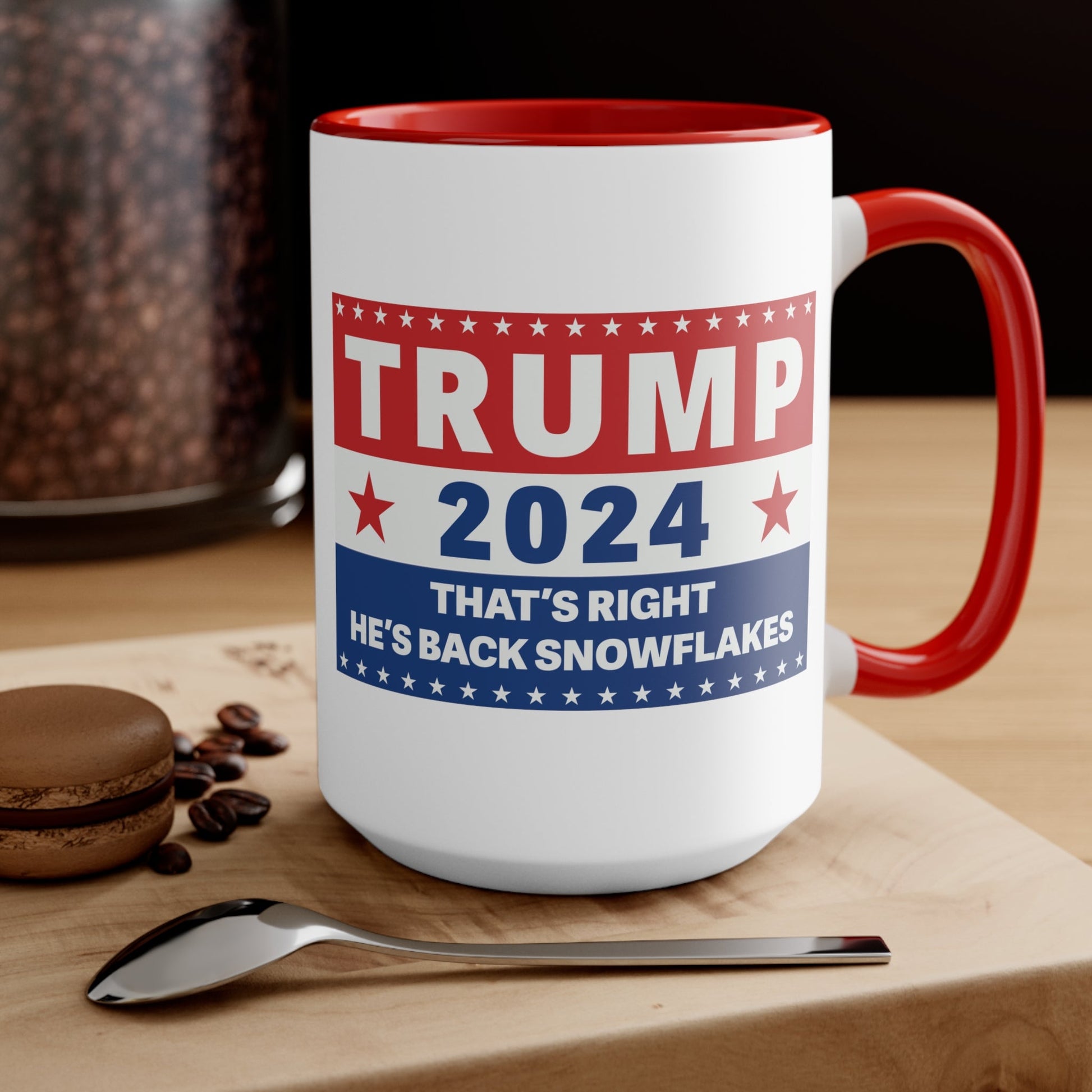 Trump 2024 That's Right, He's Back Snowflakes Mug (2 Sizes, 2 Colors) - PatriotDepot.com