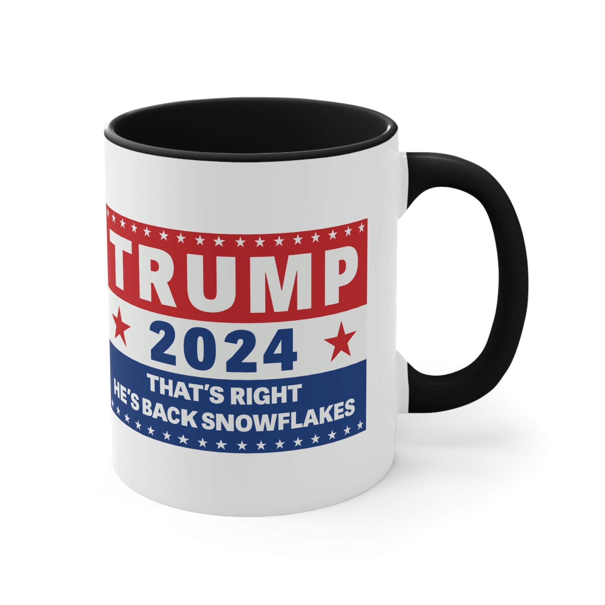Trump 2024 That's Right, He's Back Snowflakes Mug (2 Sizes, 2 Colors) - PatriotDepot.com