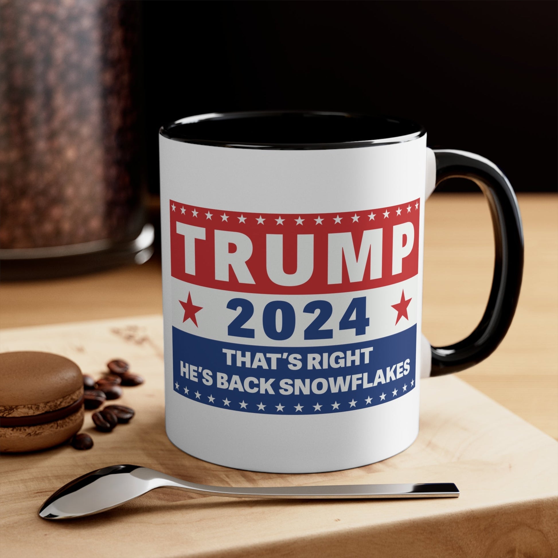 Trump 2024 That's Right, He's Back Snowflakes Mug (2 Sizes, 2 Colors) - PatriotDepot.com