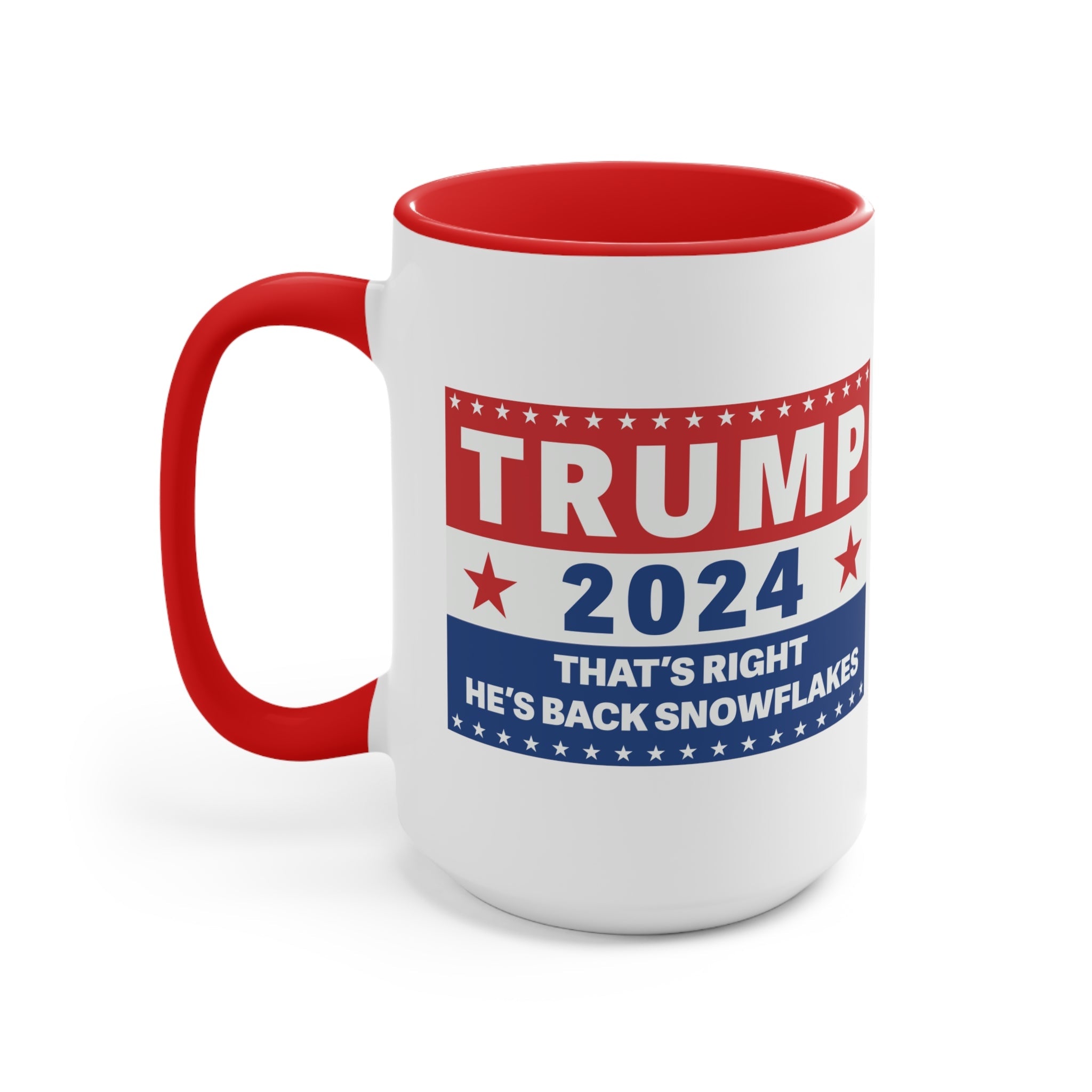 Trump 2024 That's Right, He's Back Snowflakes Mug (2 Sizes, 2 Colors) - PatriotDepot.com