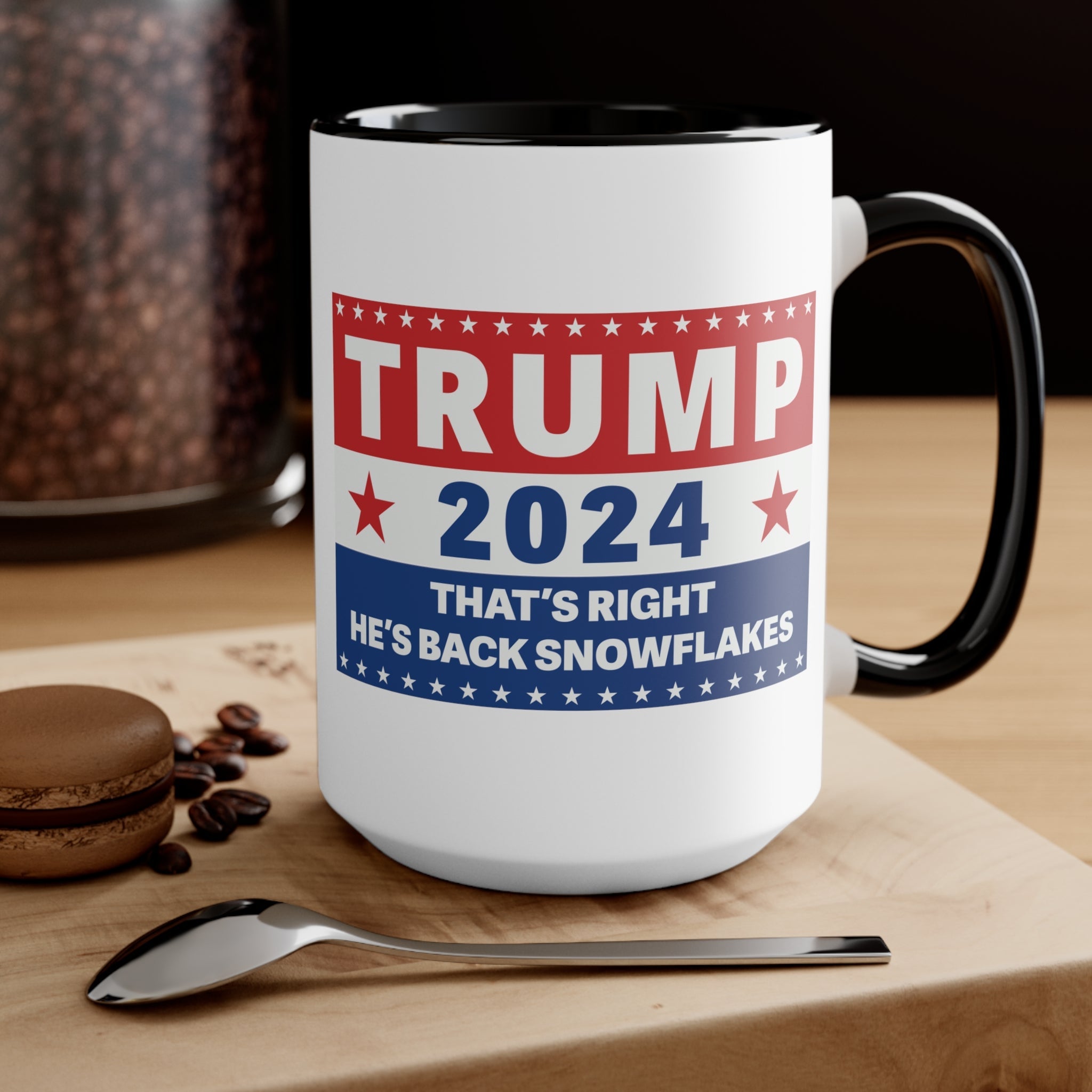 Trump 2024 That's Right, He's Back Snowflakes Mug (2 Sizes, 2 Colors) - PatriotDepot.com