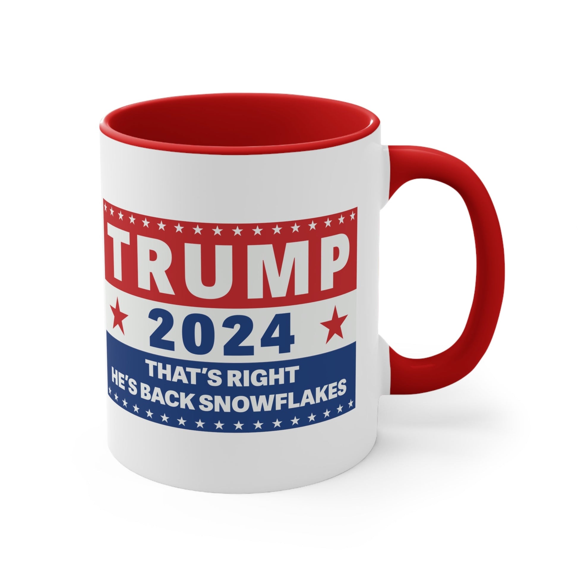 Trump 2024 That's Right, He's Back Snowflakes Mug (2 Sizes, 2 Colors) - PatriotDepot.com