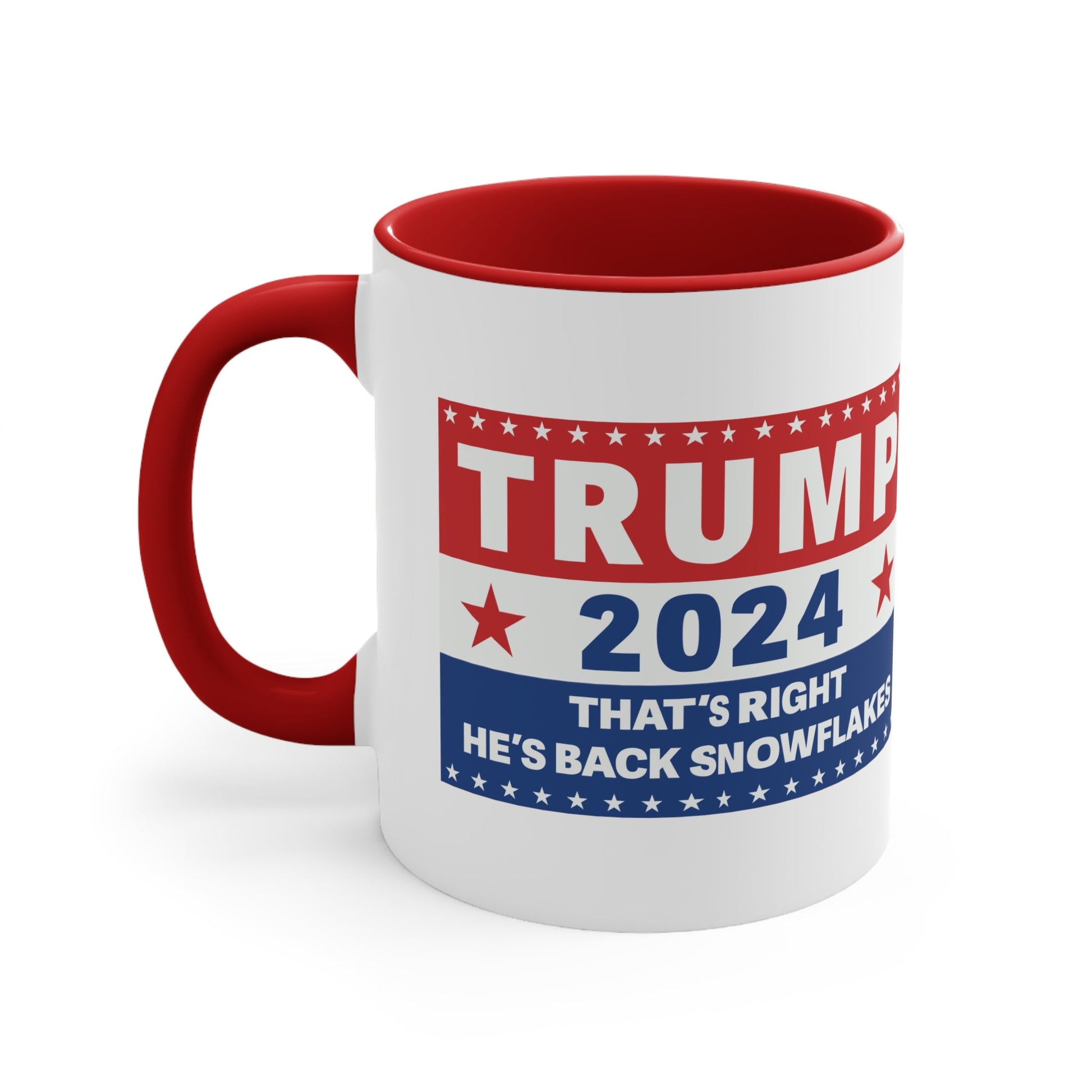 Trump 2024 That's Right, He's Back Snowflakes Mug (2 Sizes, 2 Colors) - PatriotDepot.com