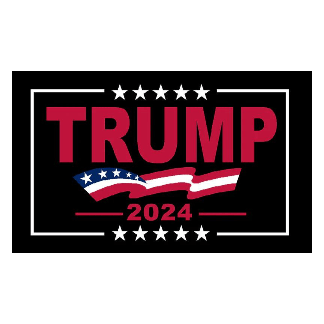 Trump 2024 Wave Black 3'X5' Flag - PatriotDepot.com