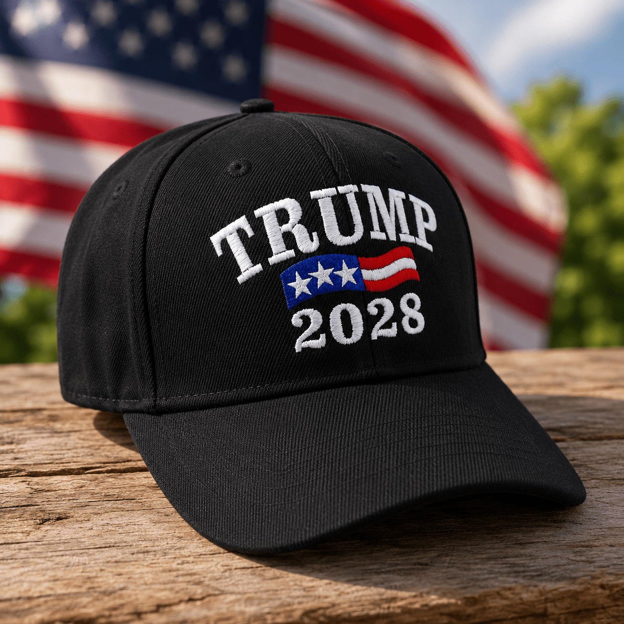Trump 2028 Custom Embroidered Hat (Black) - PatriotDepot.com