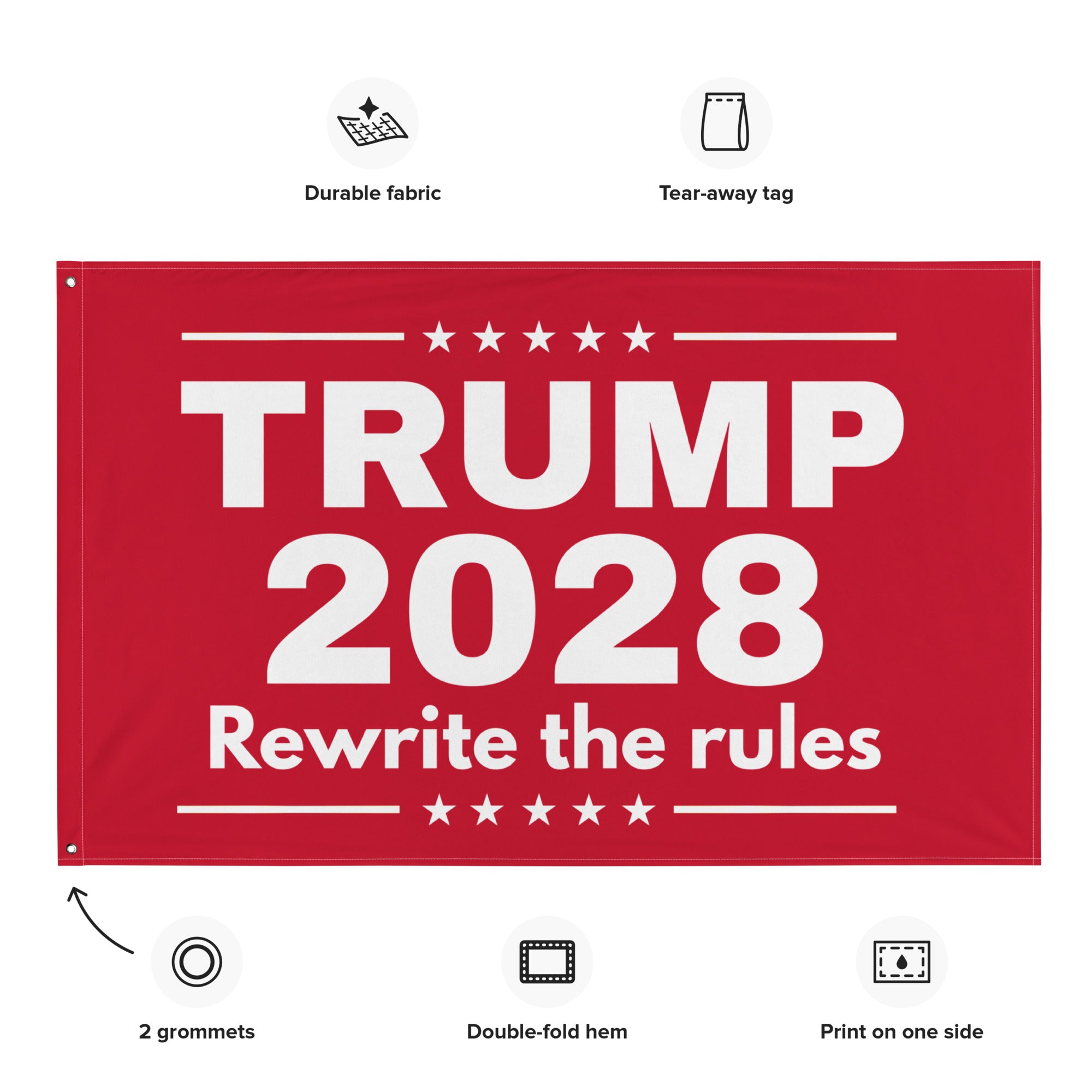 Trump 2028 'Rewrite the Rules' Custom Flag - PatriotDepot.com