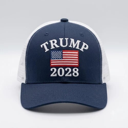 Trump 2028 Two-Tone Embroidered Trucker-Style Hat - PatriotDepot.com