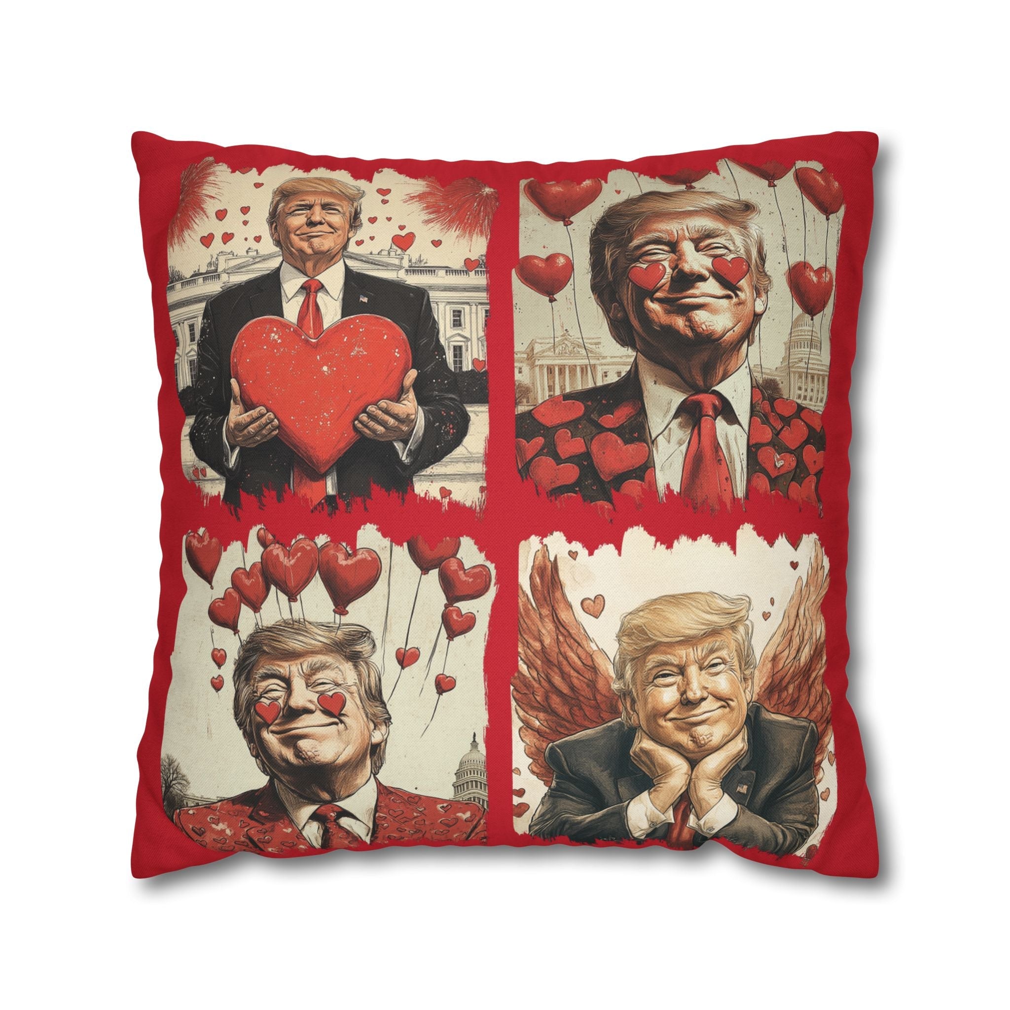 Trump 4 - Square Valentine Pillow Cover (4 Sizes) - PatriotDepot.com