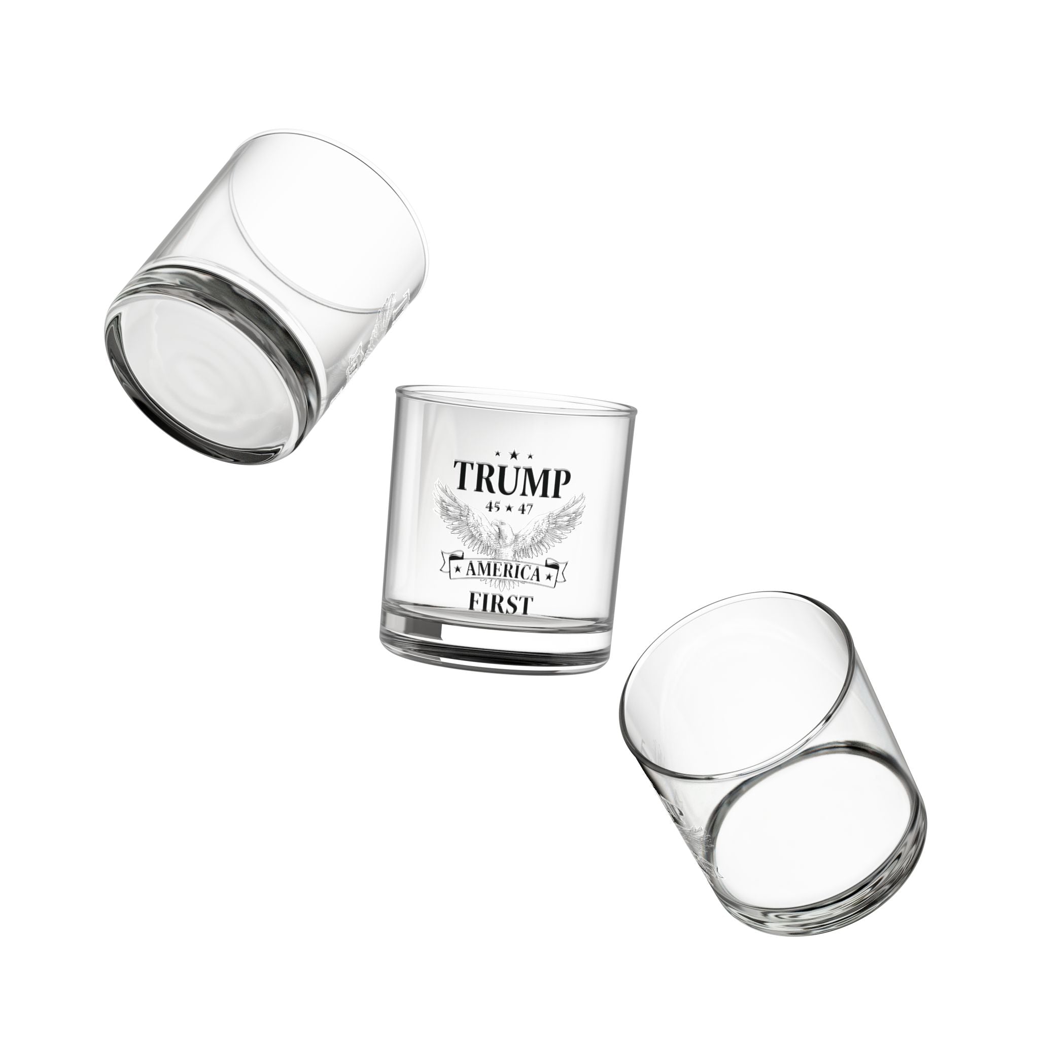 Trump 45 * 47 America First Rocks Glass (Black) - PatriotDepot.com
