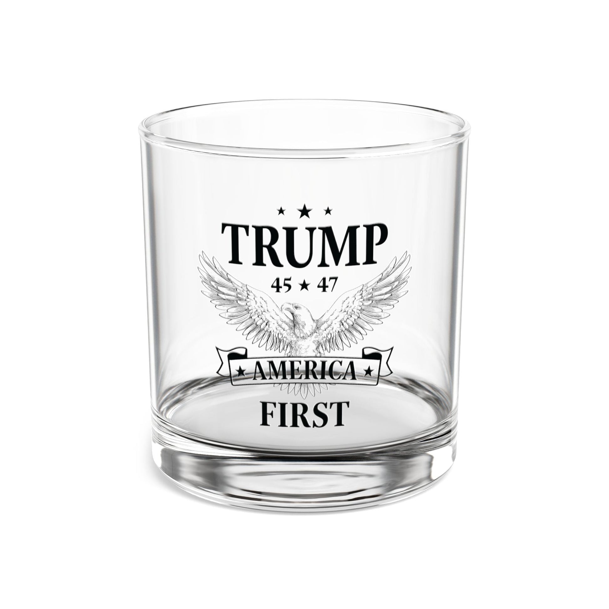 Trump 45 * 47 America First Rocks Glass (Black) - PatriotDepot.com