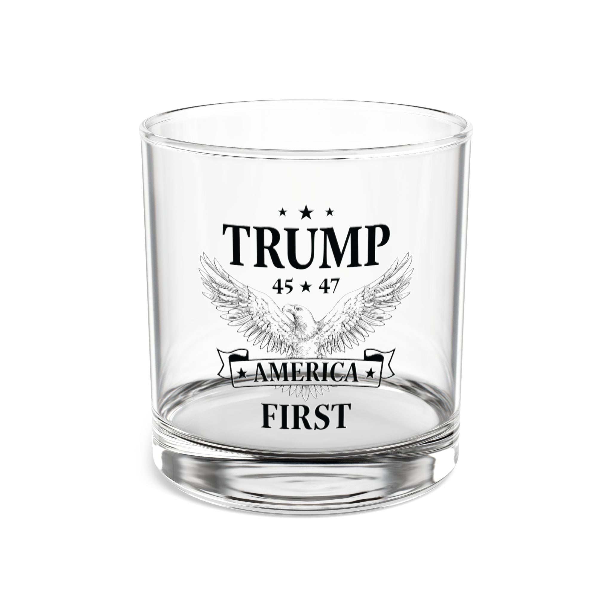 Trump 45 * 47 America First Rocks Glass (Black) - PatriotDepot.com