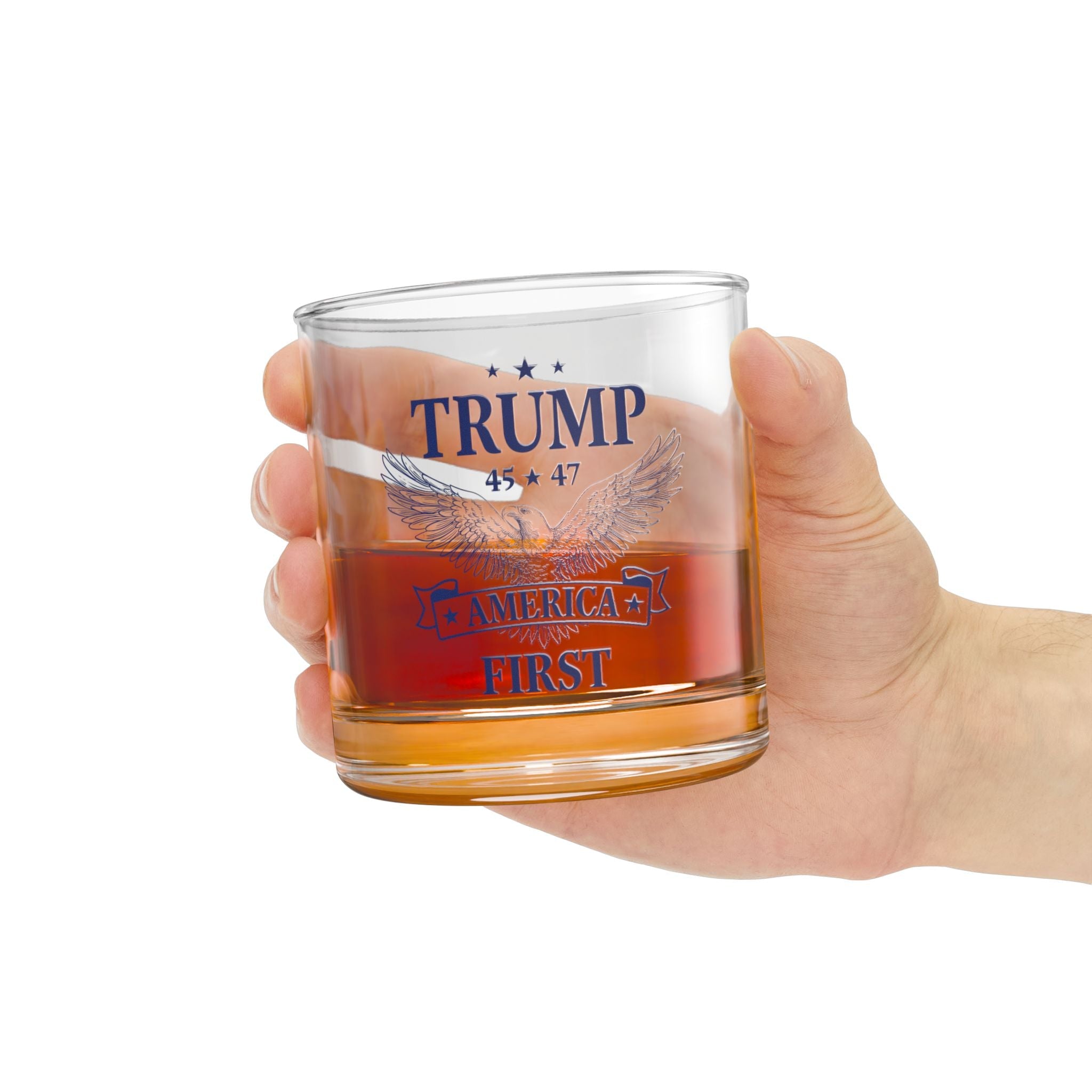 Trump 45 * 47 America First Rocks Glass (Blue) - PatriotDepot.com
