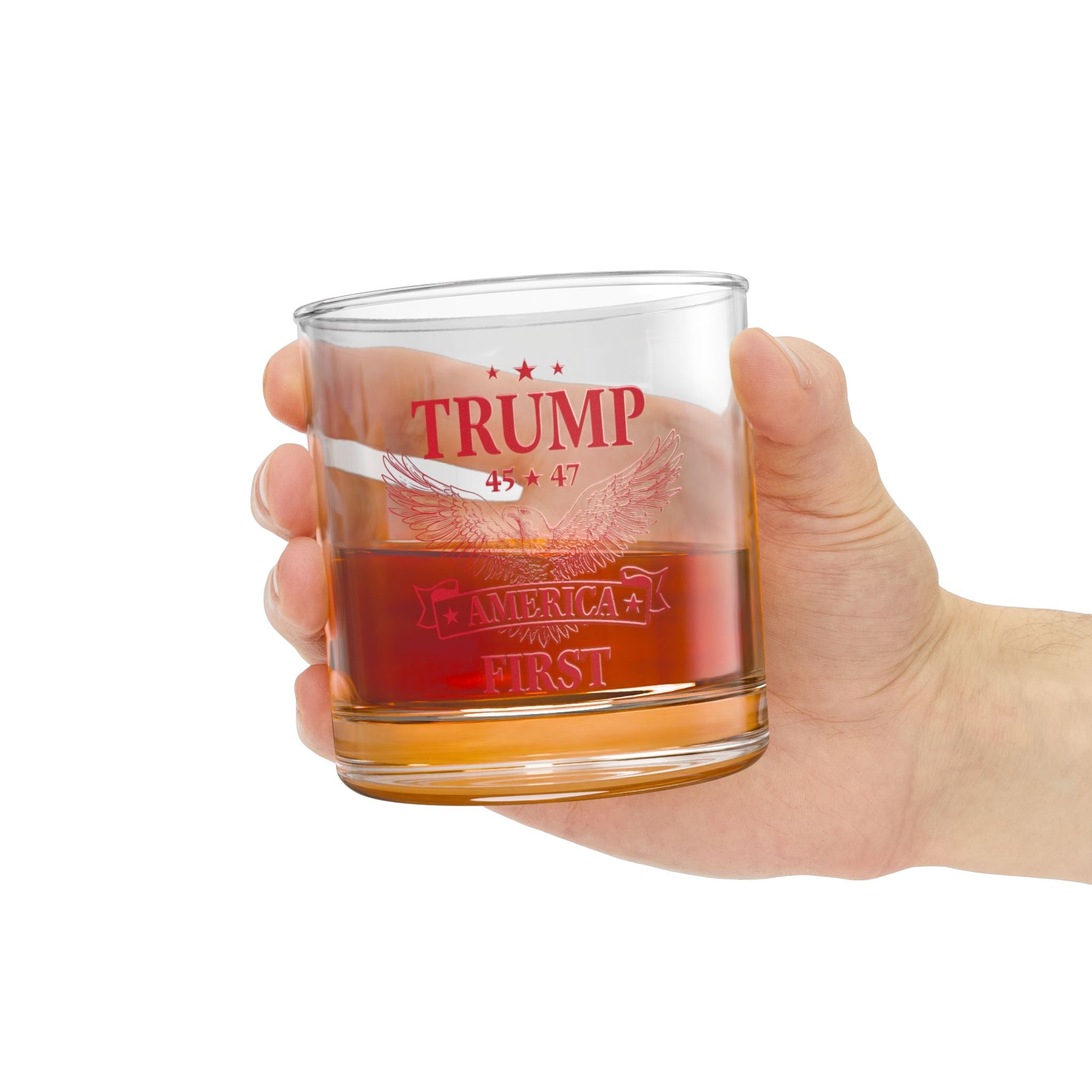 Trump 45 * 47 America First Rocks Glass (Red) - PatriotDepot.com