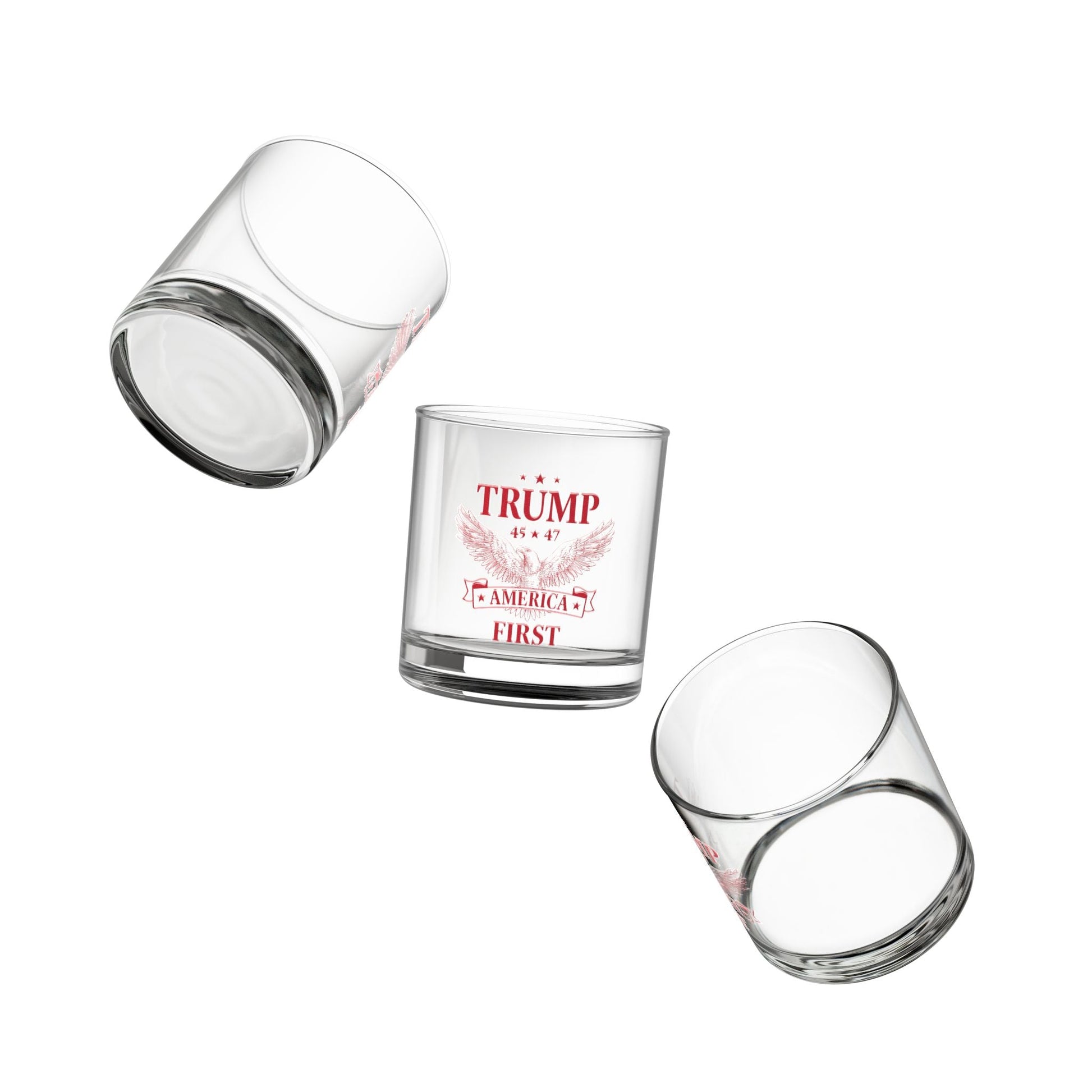 Trump 45 * 47 America First Rocks Glass (Red) - PatriotDepot.com