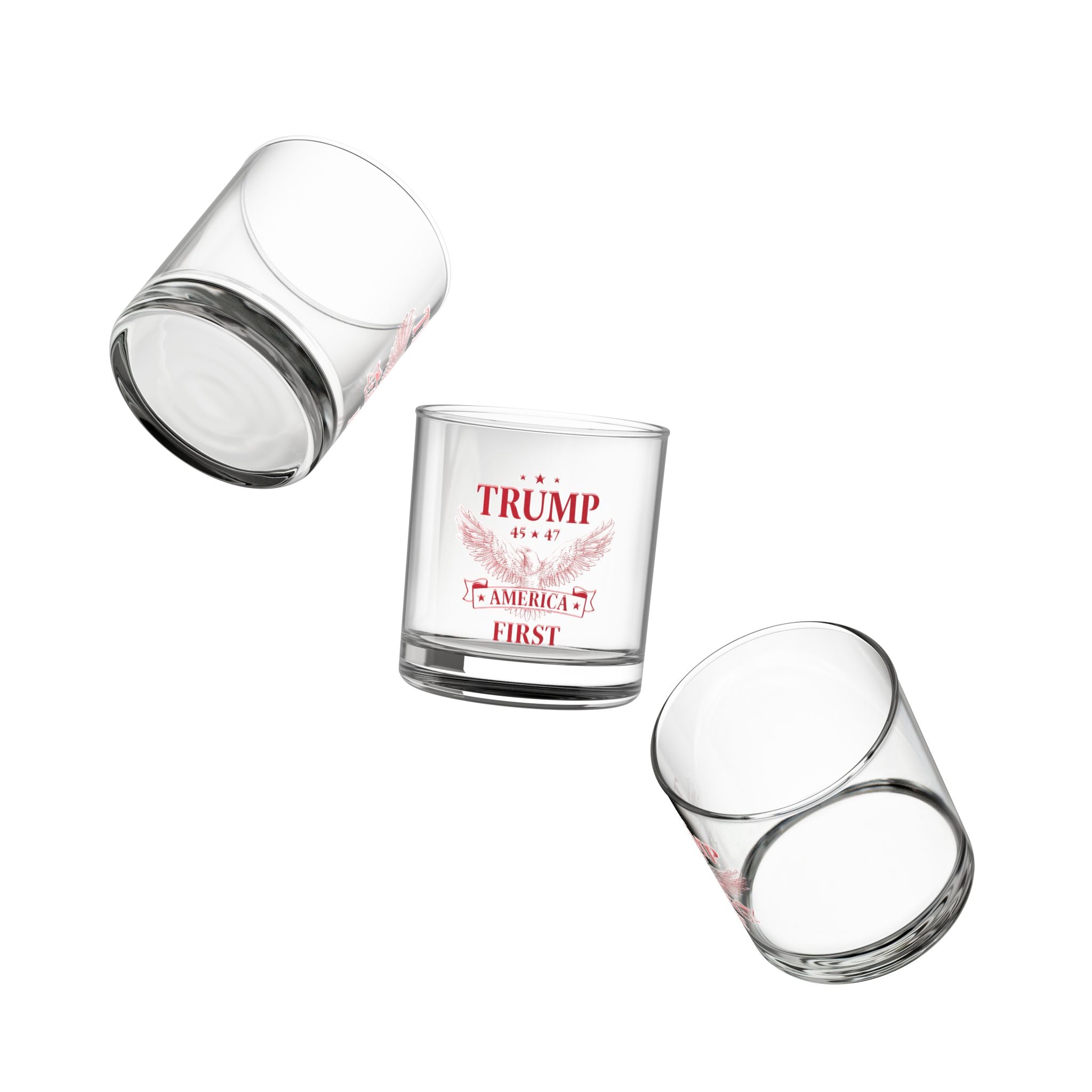 Trump 45 * 47 America First Rocks Glass (Red) - PatriotDepot.com