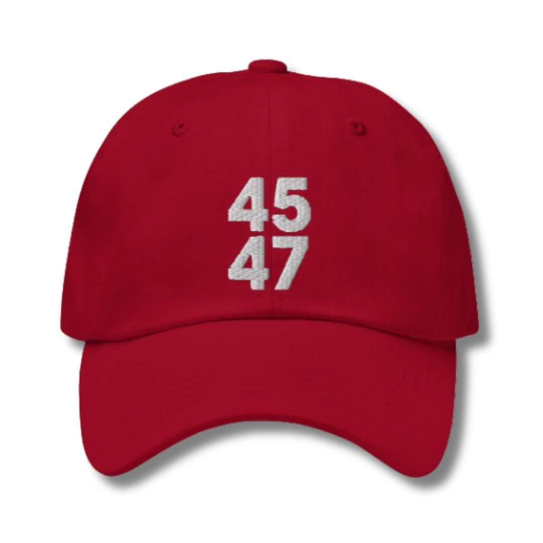 Trump 45 - 47 Custom Embroidered Hat (Red) - PatriotDepot.com