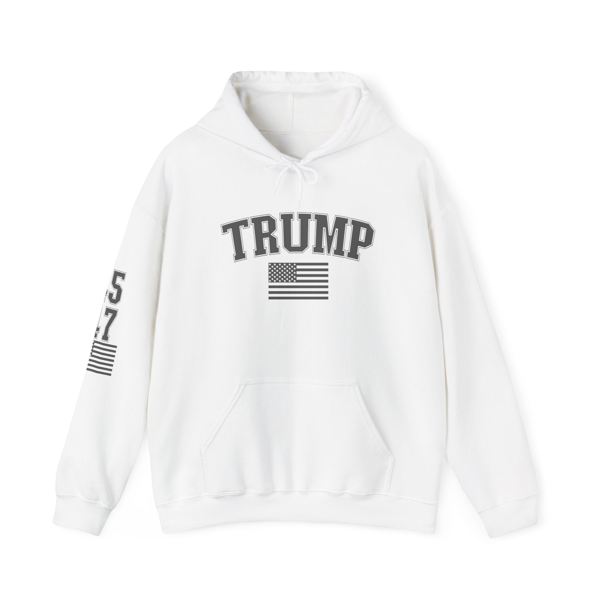 Trump 45 47 Hoodie w/Sleeve Design - PatriotDepot.com