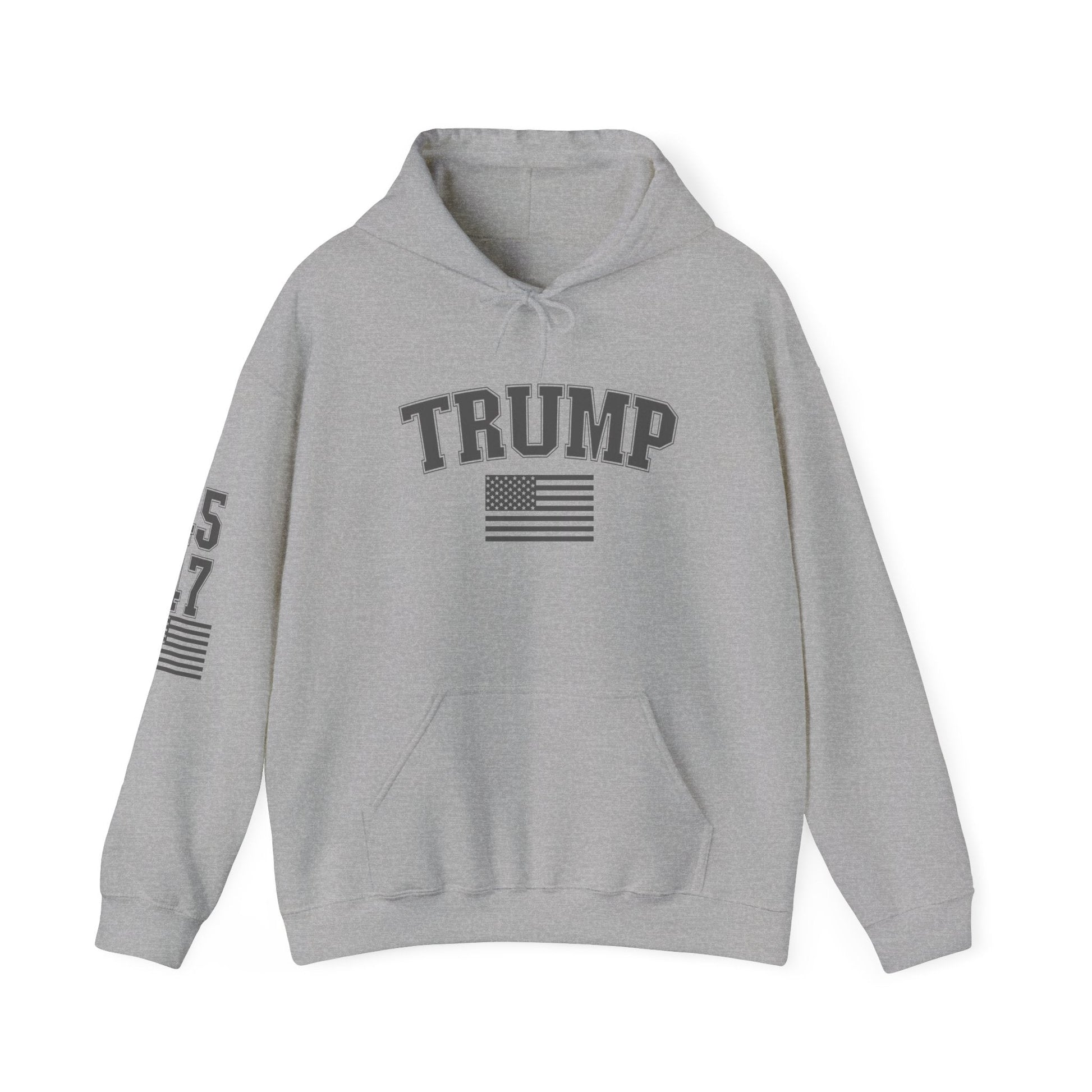 Trump 45 47 Hoodie w/Sleeve Design - PatriotDepot.com