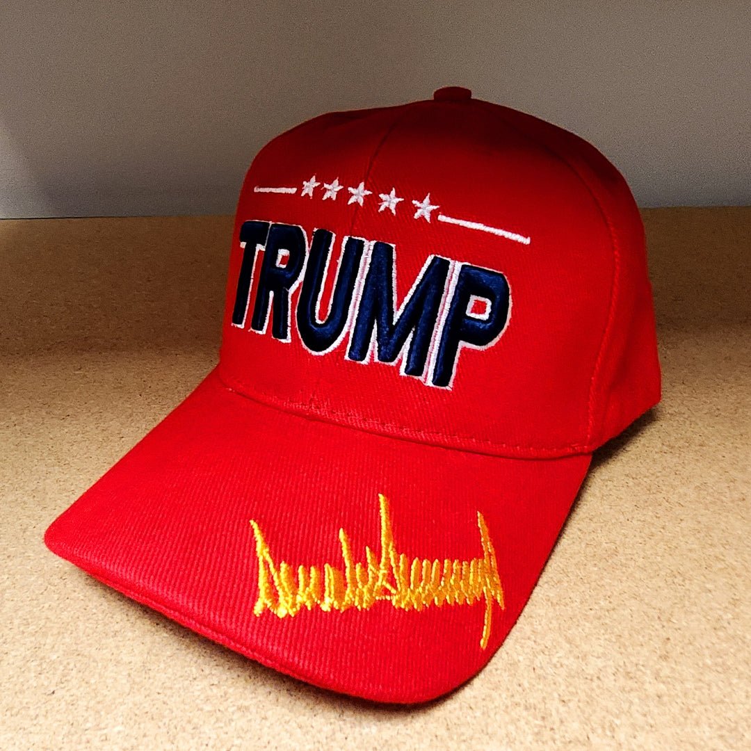 Trump 5 Star Signature Custom Embroidered Hat (Red) - PatriotDepot.com