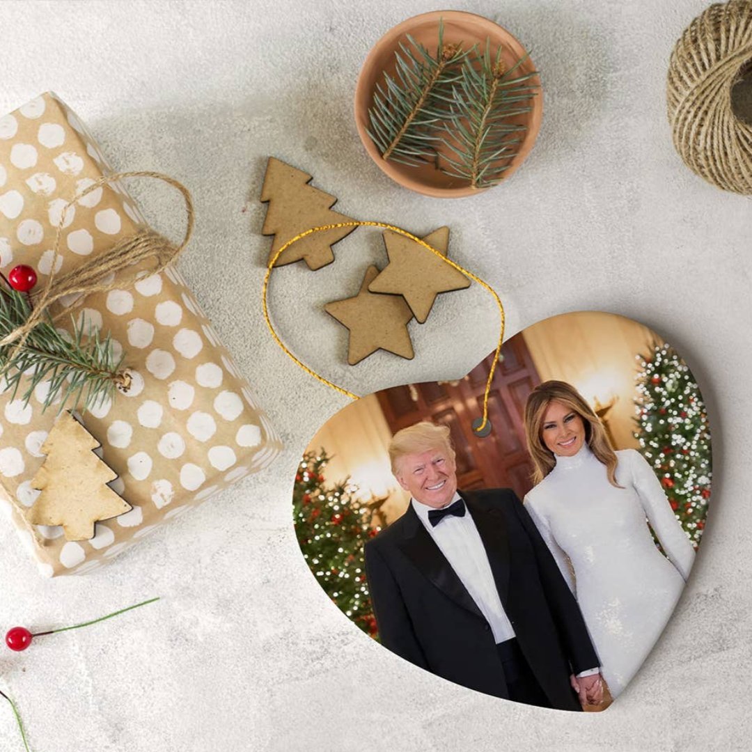 Trump and Melania White House Ornament (w/Velvet Pouch) - PatriotDepot.com