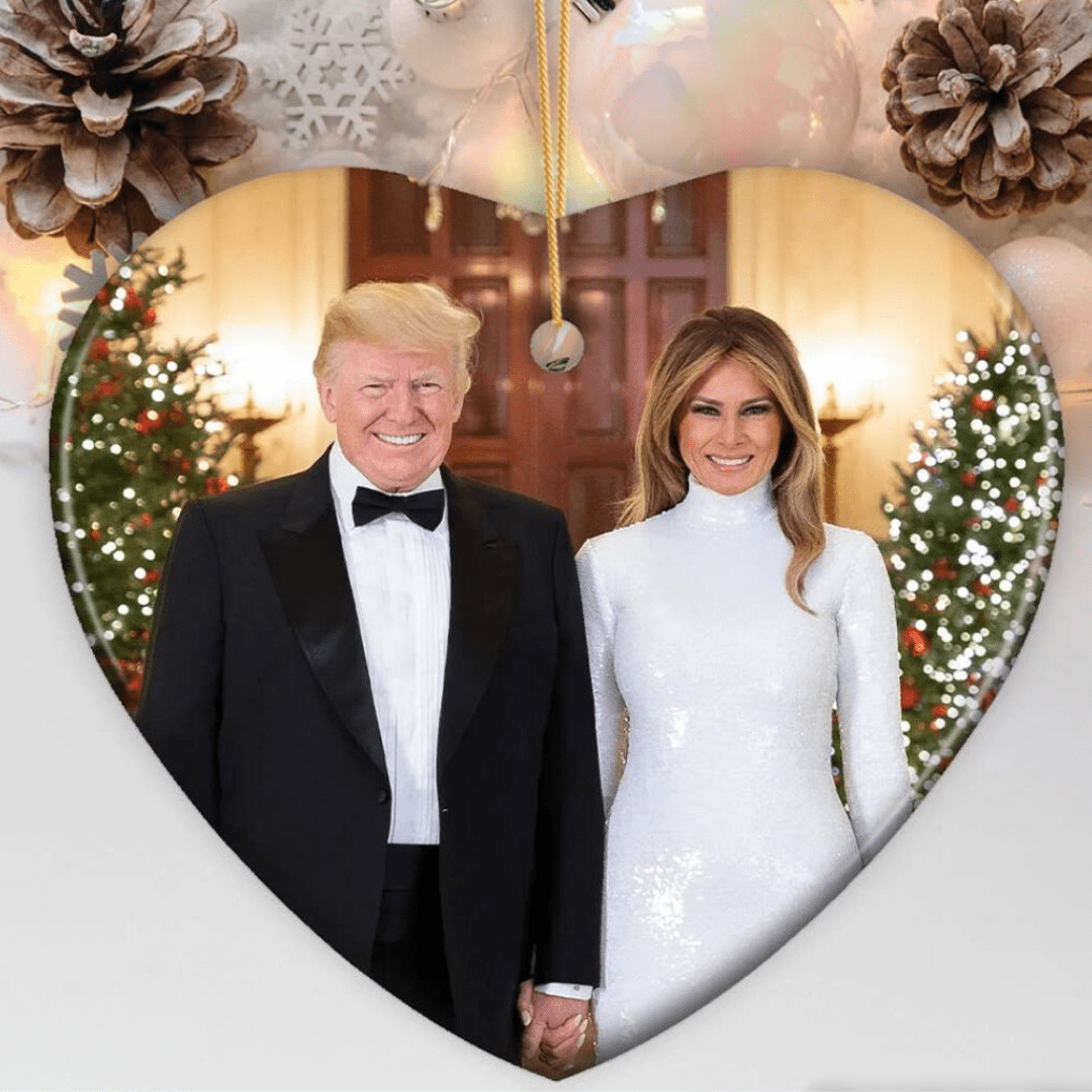 Trump and Melania White House Ornament (w/Velvet Pouch) - PatriotDepot.com