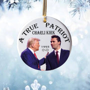 Trump & Charlie Kirk “A True Patriot” Ceramic Christmas Ornament – Freedom, Faith & Conservative Legacy Keepsake - PatriotDepot.com