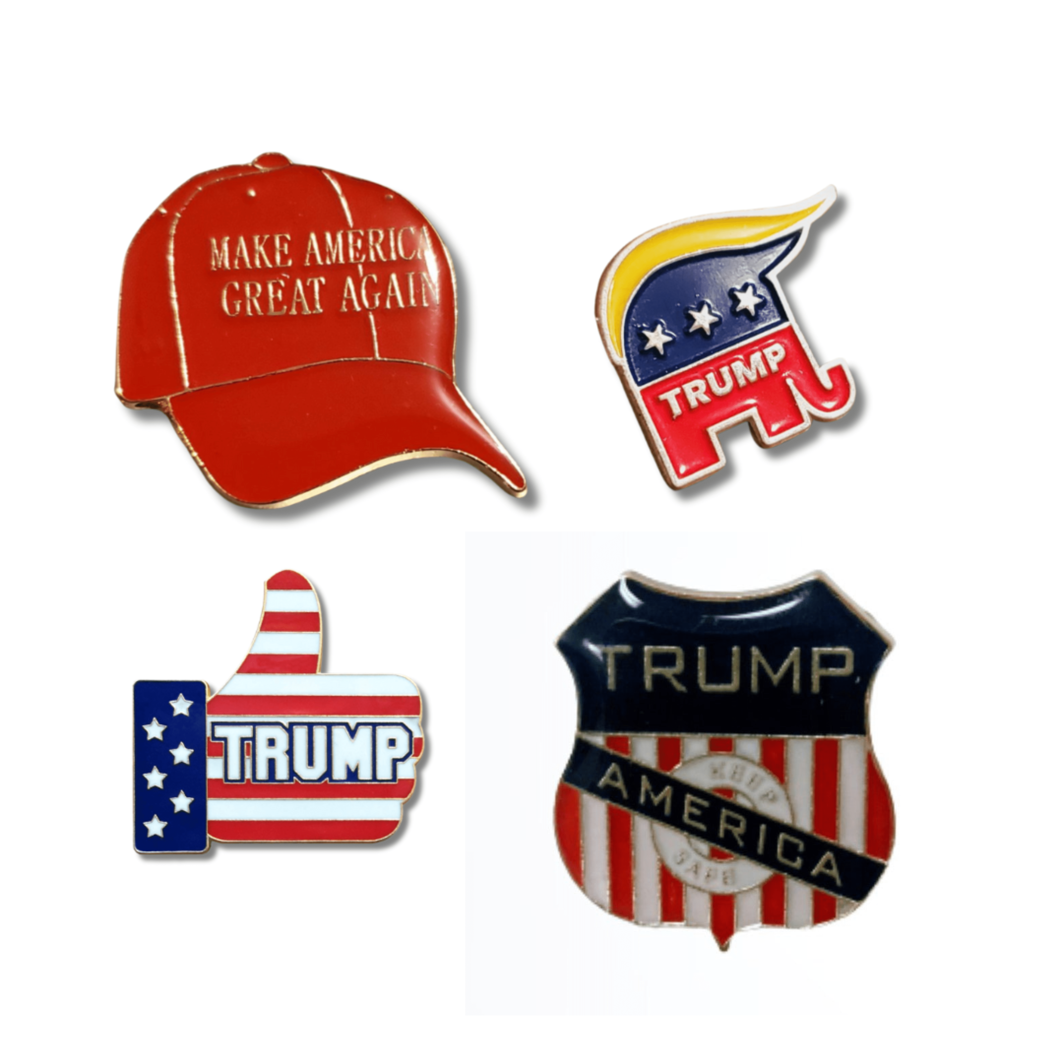 Trump Enamel Lapel Pin Bundle (4 - pack) - PatriotDepot.com
