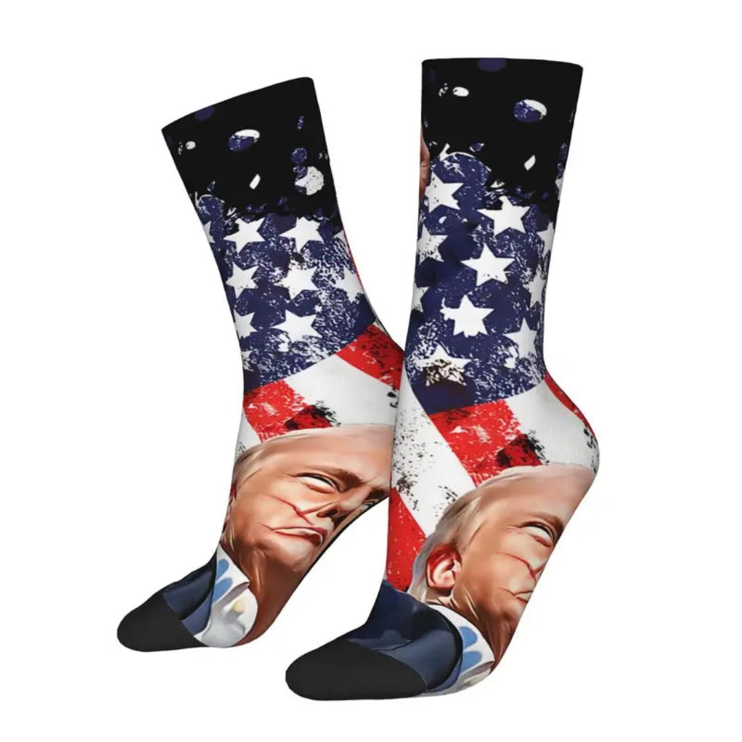 Trump Fight Fist Patriotic Knit Socks - PatriotDepot.com
