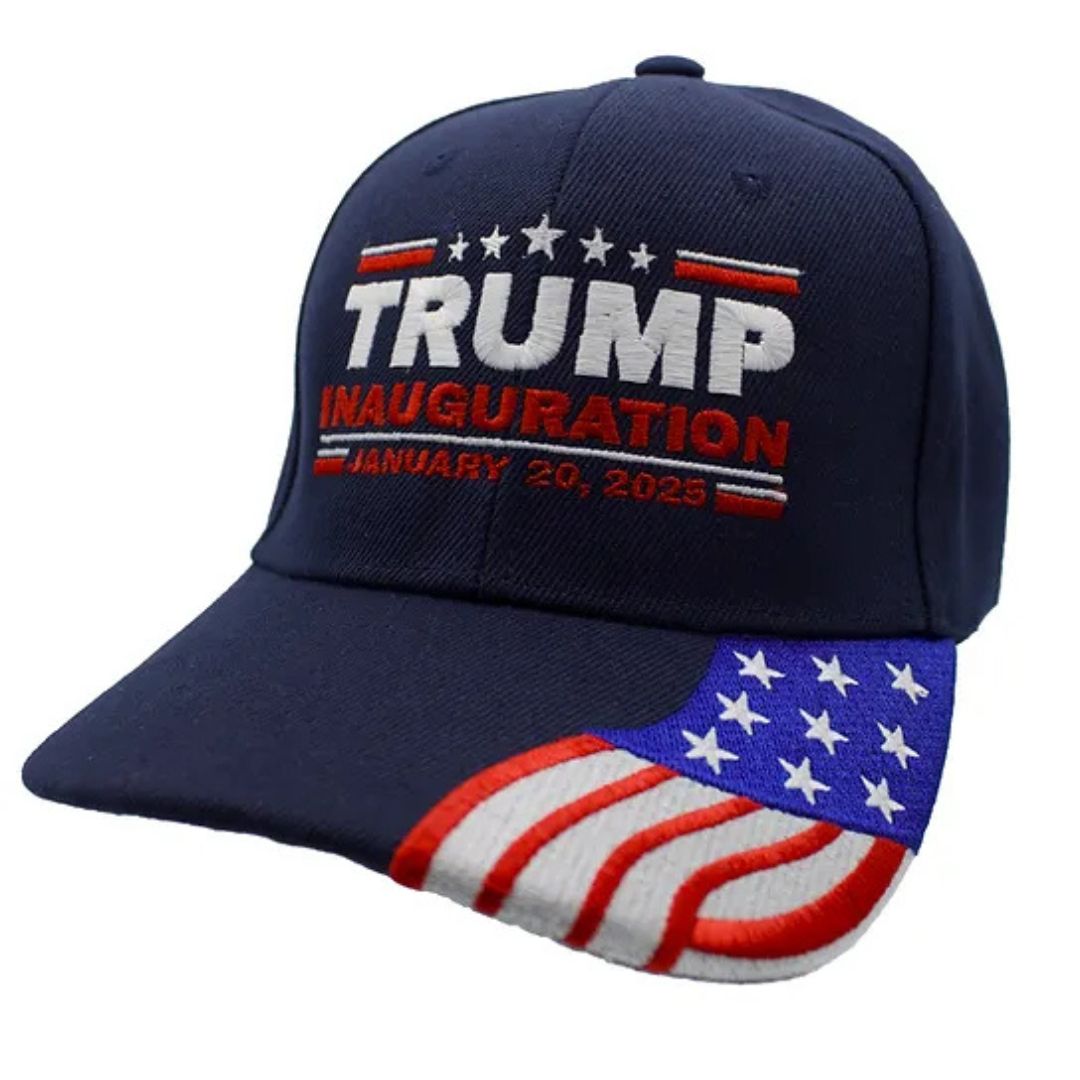 Trump Inauguration January 20, 2025 Custom Embroidered Hat w/ flag bill - PatriotDepot.com