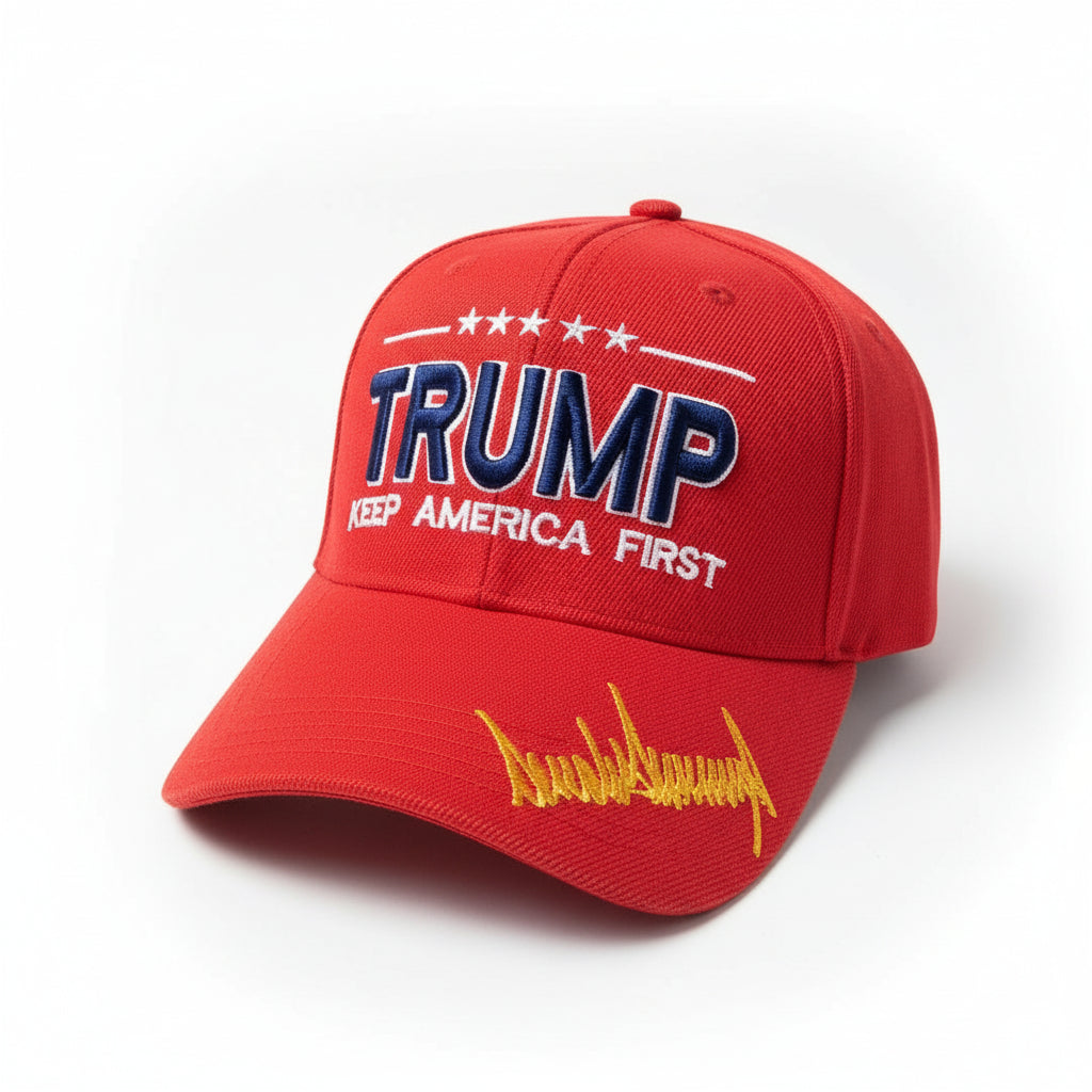 Trump "Keep America First" Custom Embroidered Hat (Red) - PatriotDepot.com