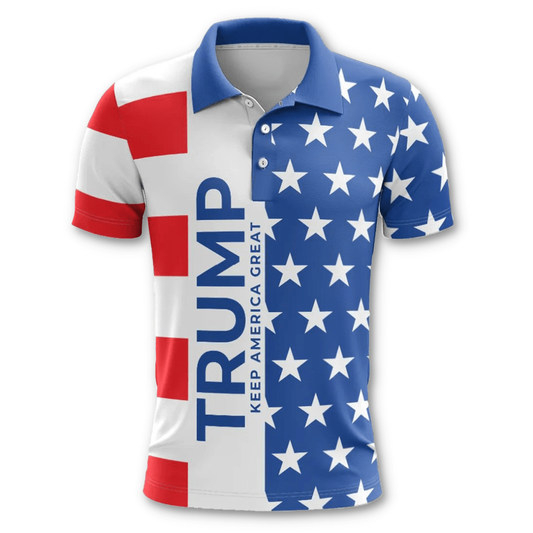 Trump Keep America Great Stars & Stripes Polo Shirt - PatriotDepot.com