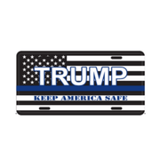 Trump Keep America Safe Thin Blue Line Embossed Vanity Plate - PatriotDepot.com