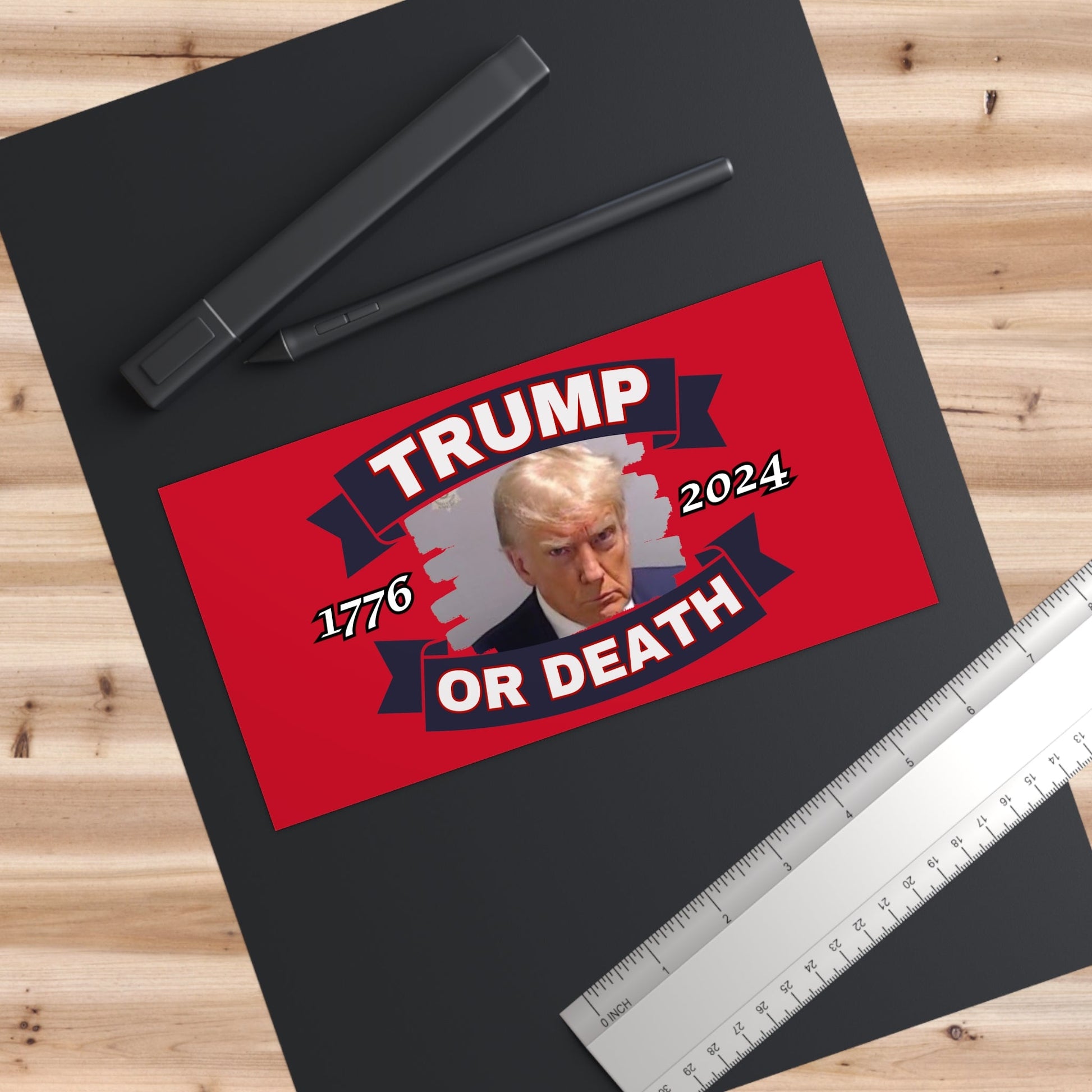 Trump Liberty or Death 1776 2024 Mugshot Bumper Sticker - PatriotDepot.com