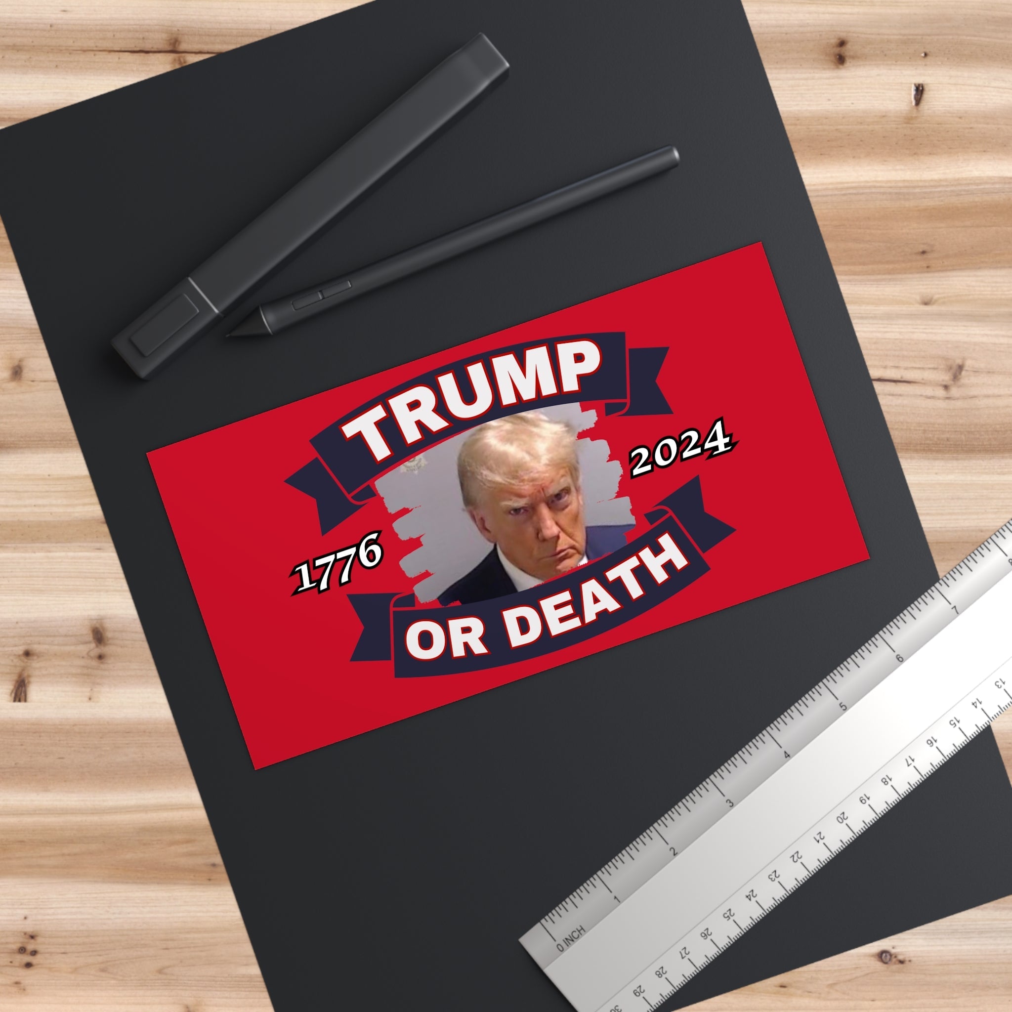 Trump Liberty or Death 1776 2024 Mugshot Bumper Sticker - PatriotDepot.com