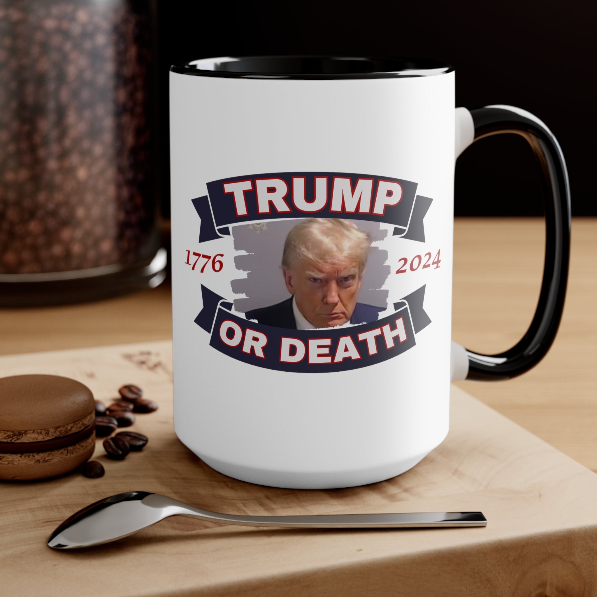Trump Liberty or Death 1776 2024 Mugshot Mug (3 Colors) - PatriotDepot.com