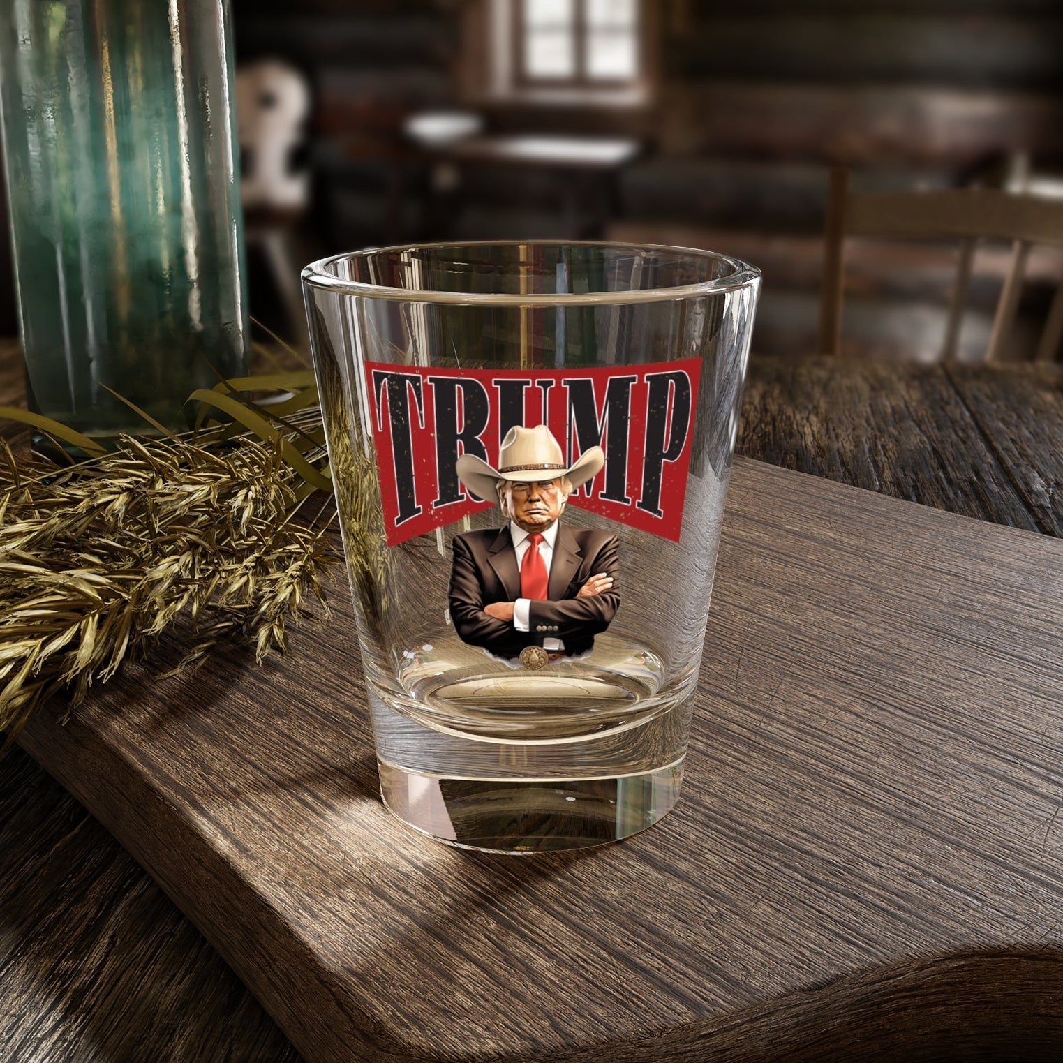 Trump - Man Custom Shot Glass – Saddle Up, Take a Shot! - PatriotDepot.com