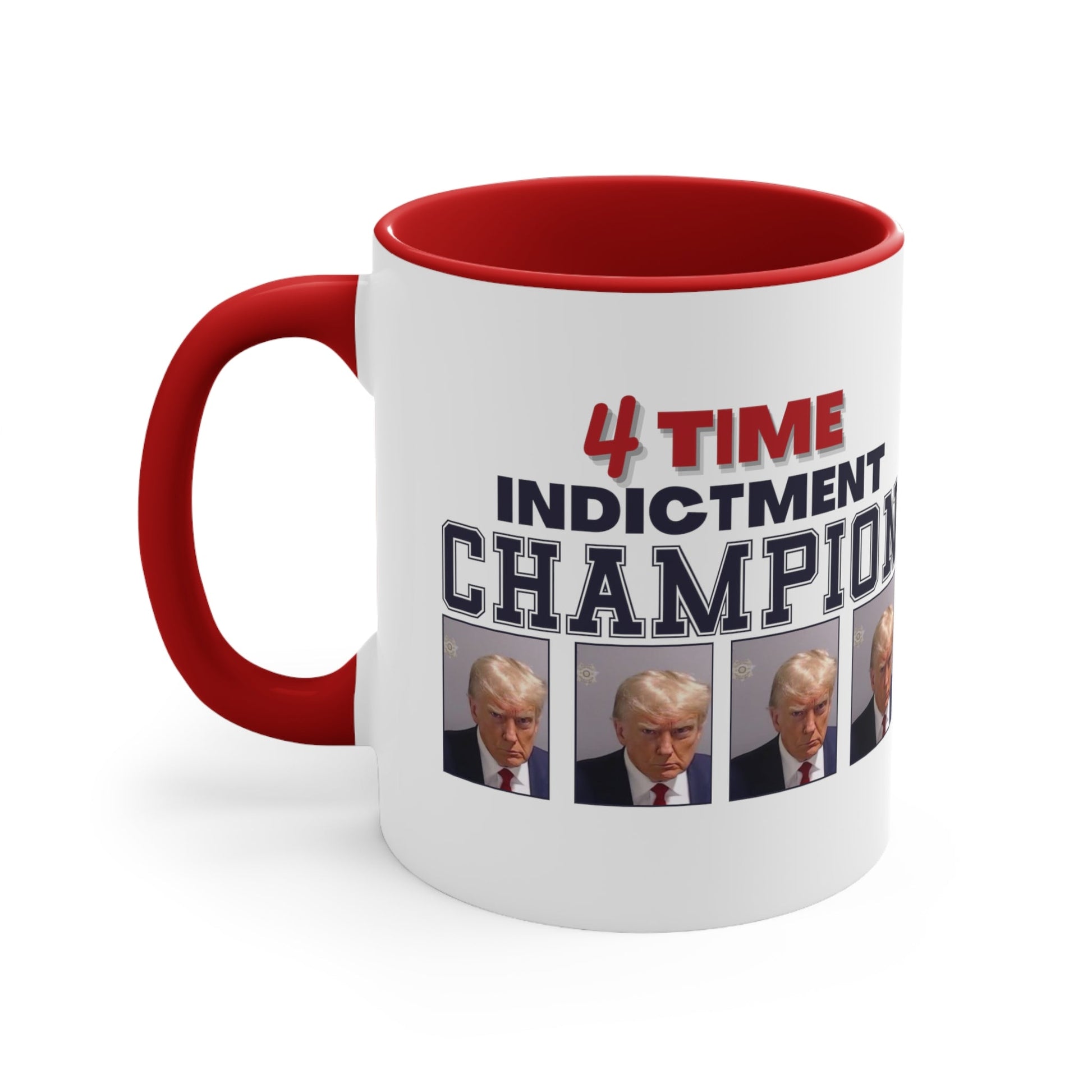 Trump Mugshot 4 Time Indictment Champion Mug (3 Colors, 2 Sizes) - PatriotDepot.com