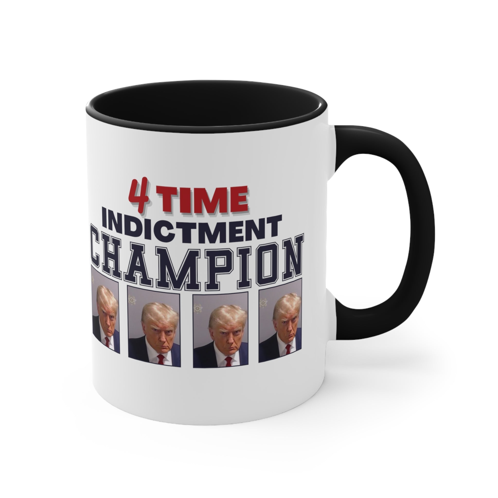 Trump Mugshot 4 Time Indictment Champion Mug (3 Colors, 2 Sizes) - PatriotDepot.com