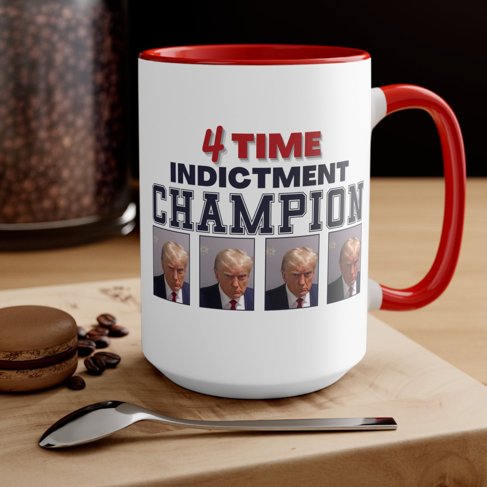 Trump Mugshot 4 Time Indictment Champion Mug (3 Colors, 2 Sizes) - PatriotDepot.com