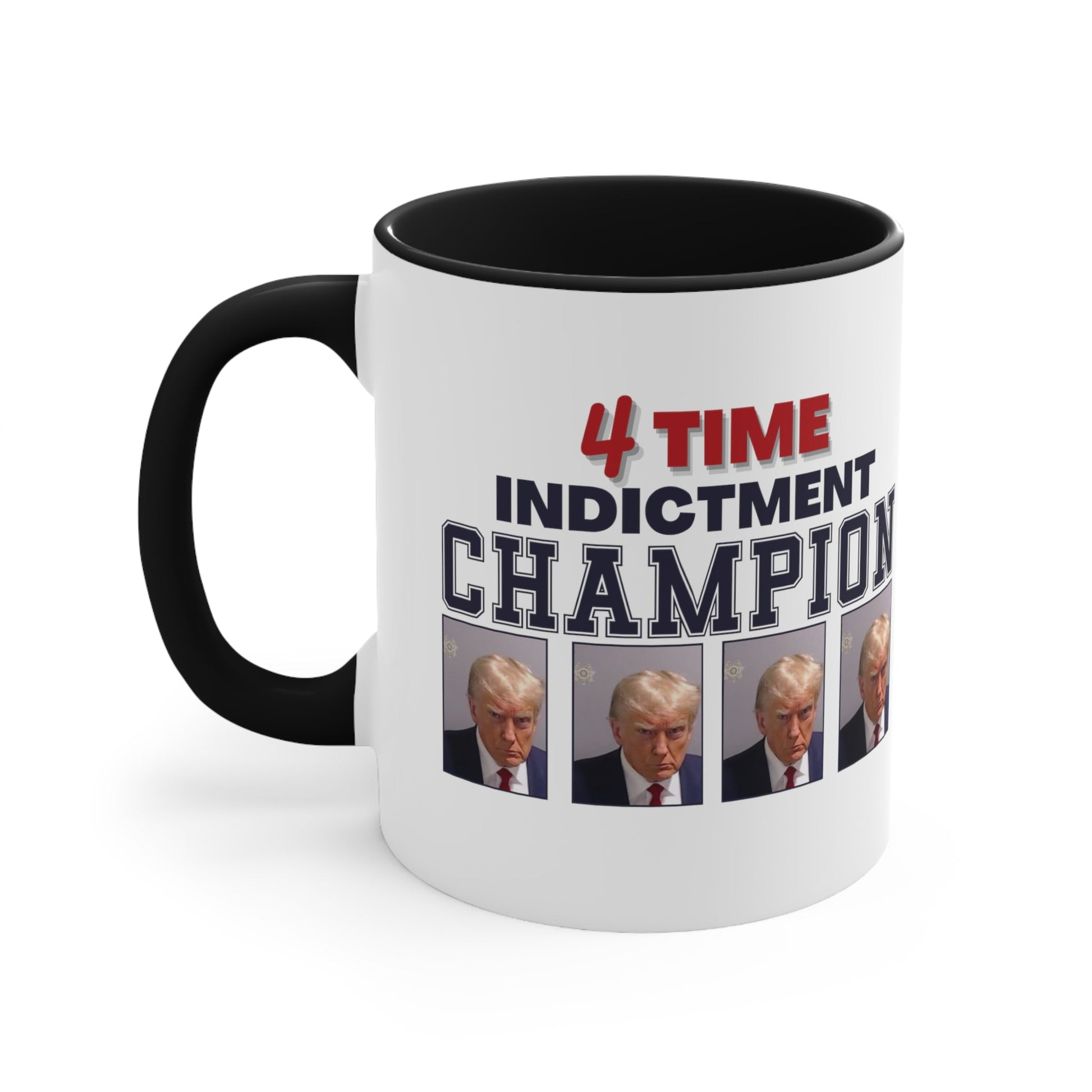 Trump Mugshot 4 Time Indictment Champion Mug (3 Colors, 2 Sizes) - PatriotDepot.com