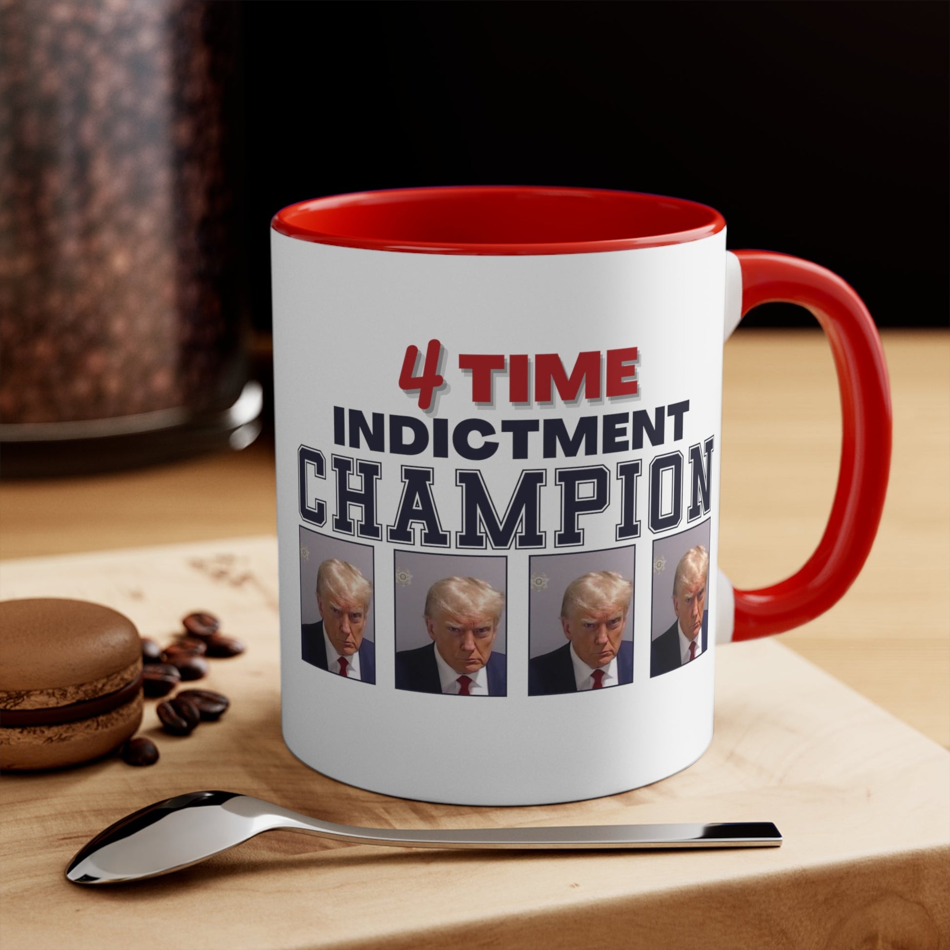 Trump Mugshot 4 Time Indictment Champion Mug (3 Colors, 2 Sizes) - PatriotDepot.com