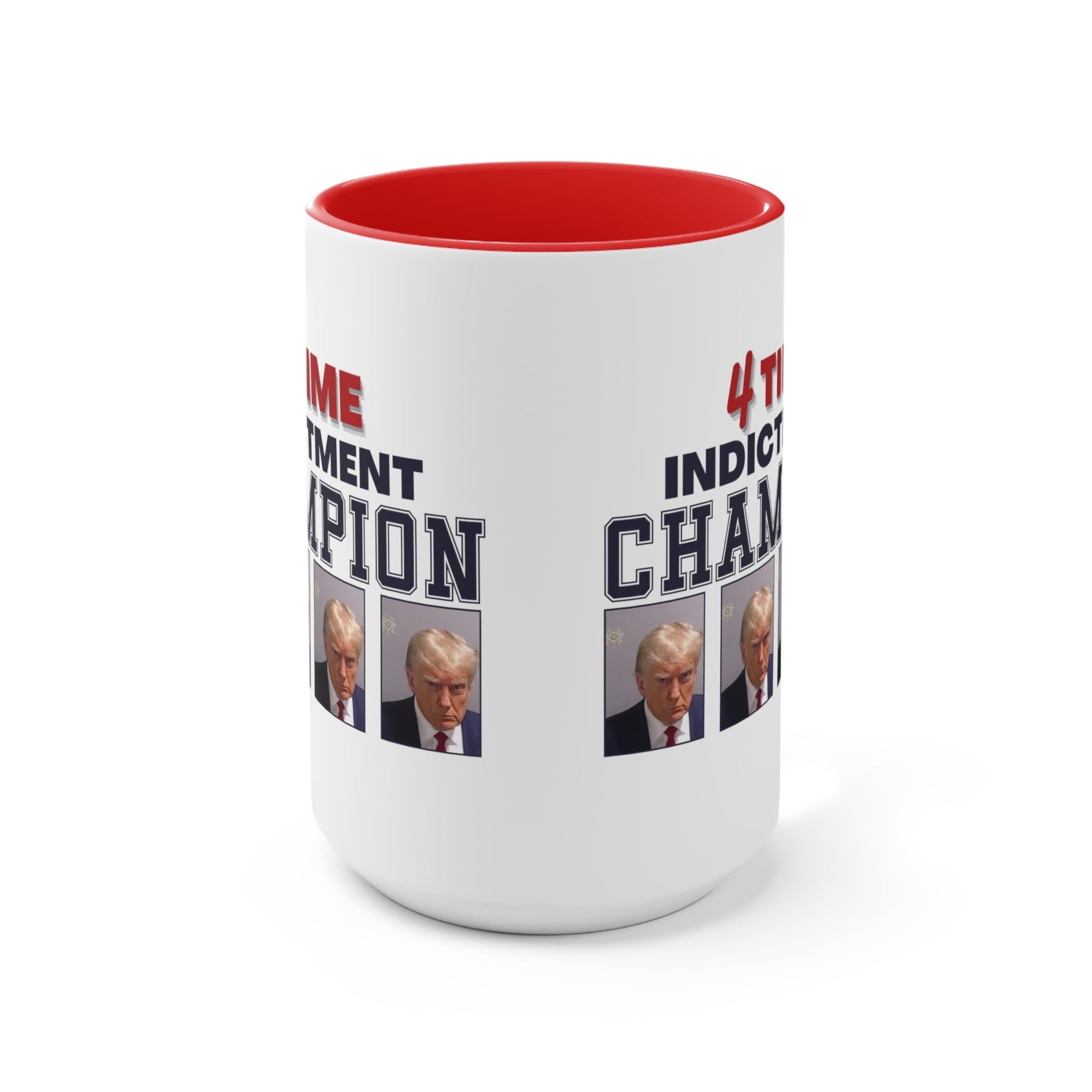 Trump Mugshot 4 Time Indictment Champion Mug (3 Colors, 2 Sizes) - PatriotDepot.com