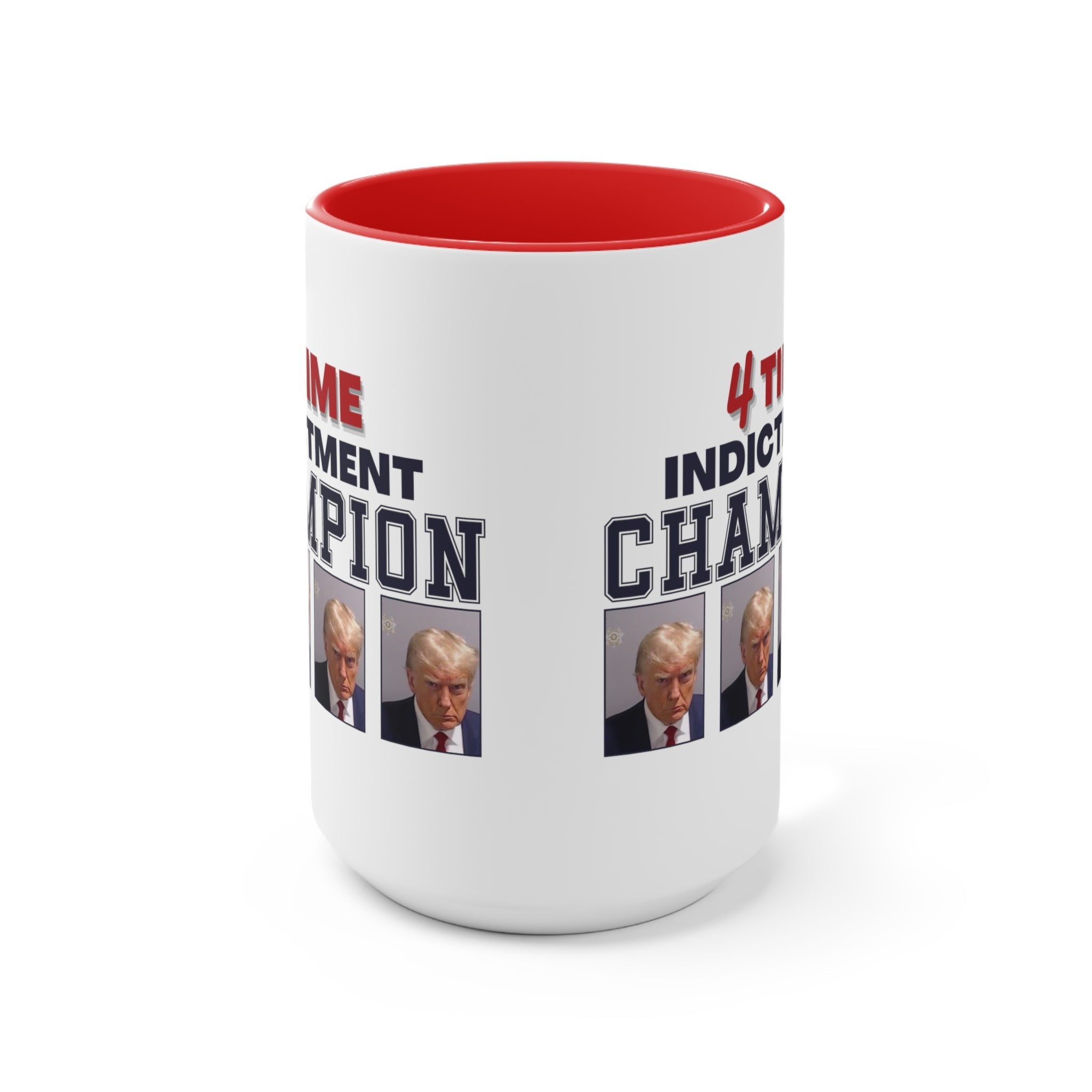 Trump Mugshot 4 Time Indictment Champion Mug (3 Colors, 2 Sizes) - PatriotDepot.com