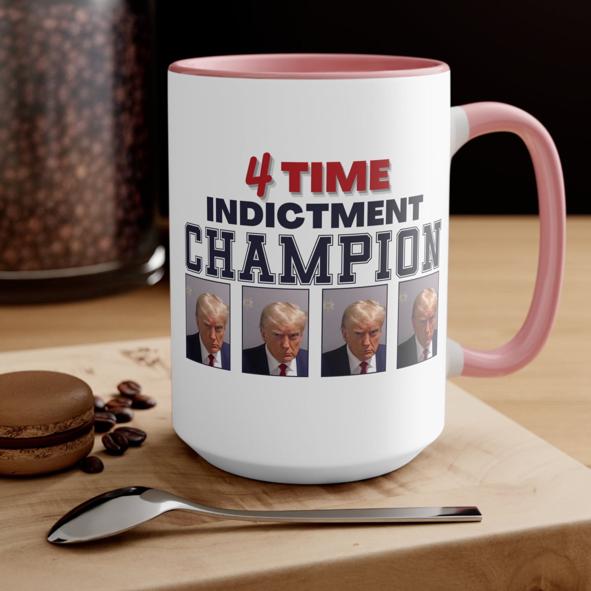 Trump Mugshot 4 Time Indictment Champion Mug (3 Colors, 2 Sizes) - PatriotDepot.com